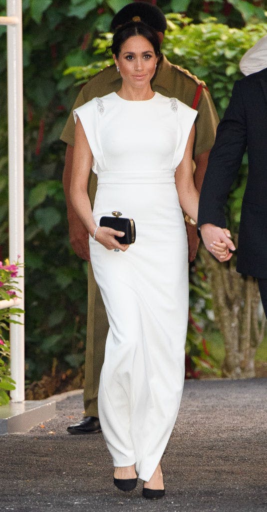 Meghan markle pregnant white dress best sale