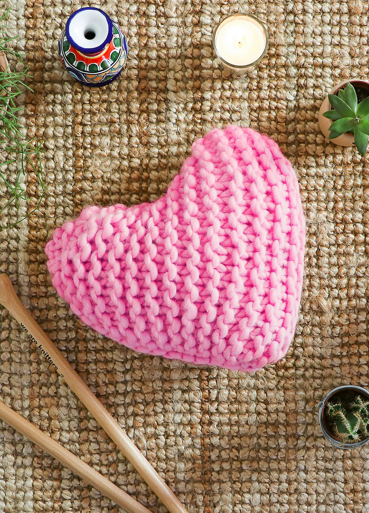 knitting cushion valentines day