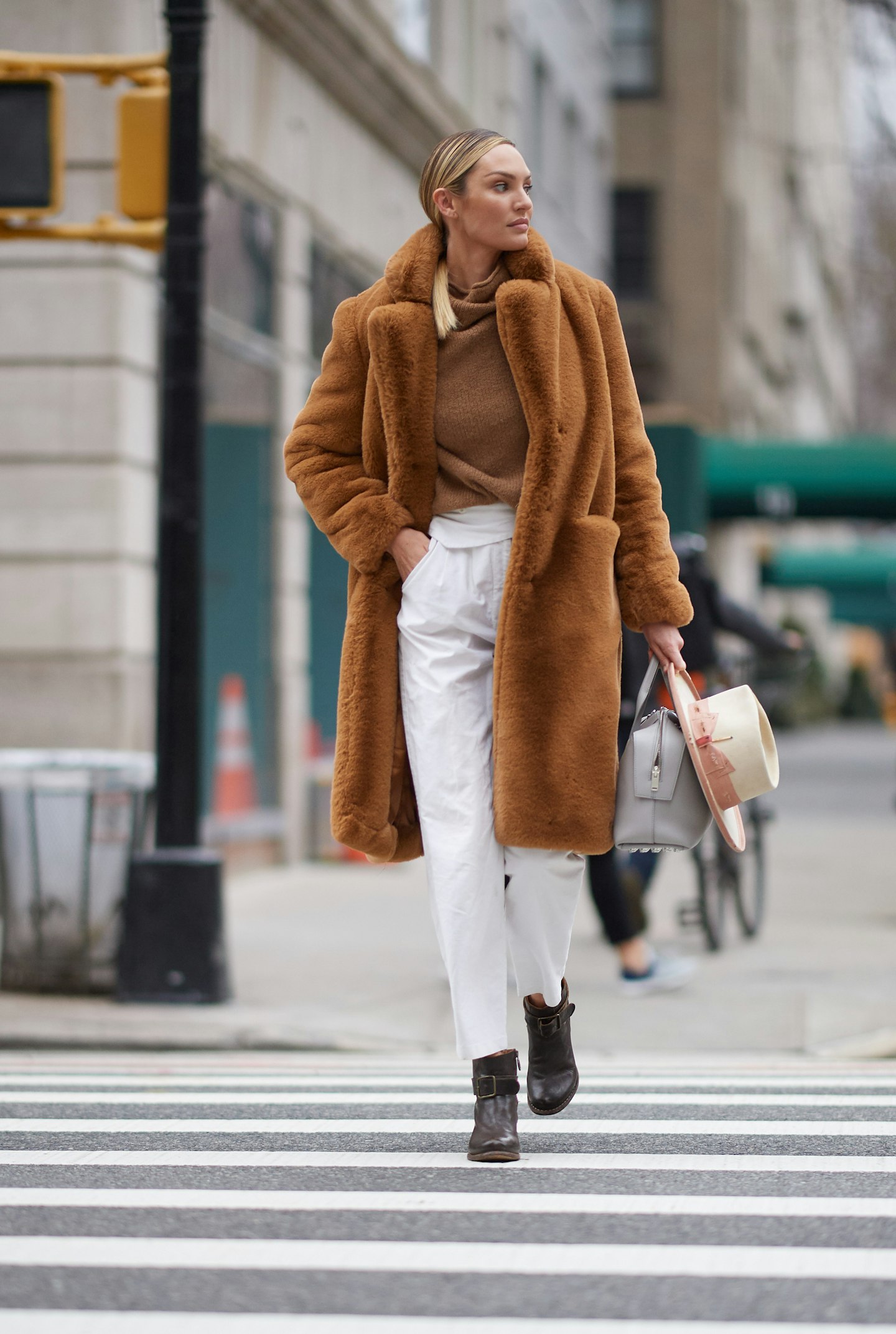 Candice Swanepoel leaving the Ralph Lauren fashion show.