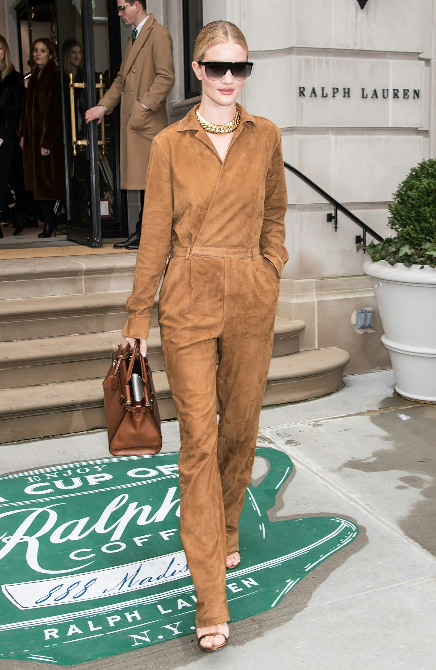 Rosie Huntington-Whiteley leaving the Ralph Lauren fashion show.