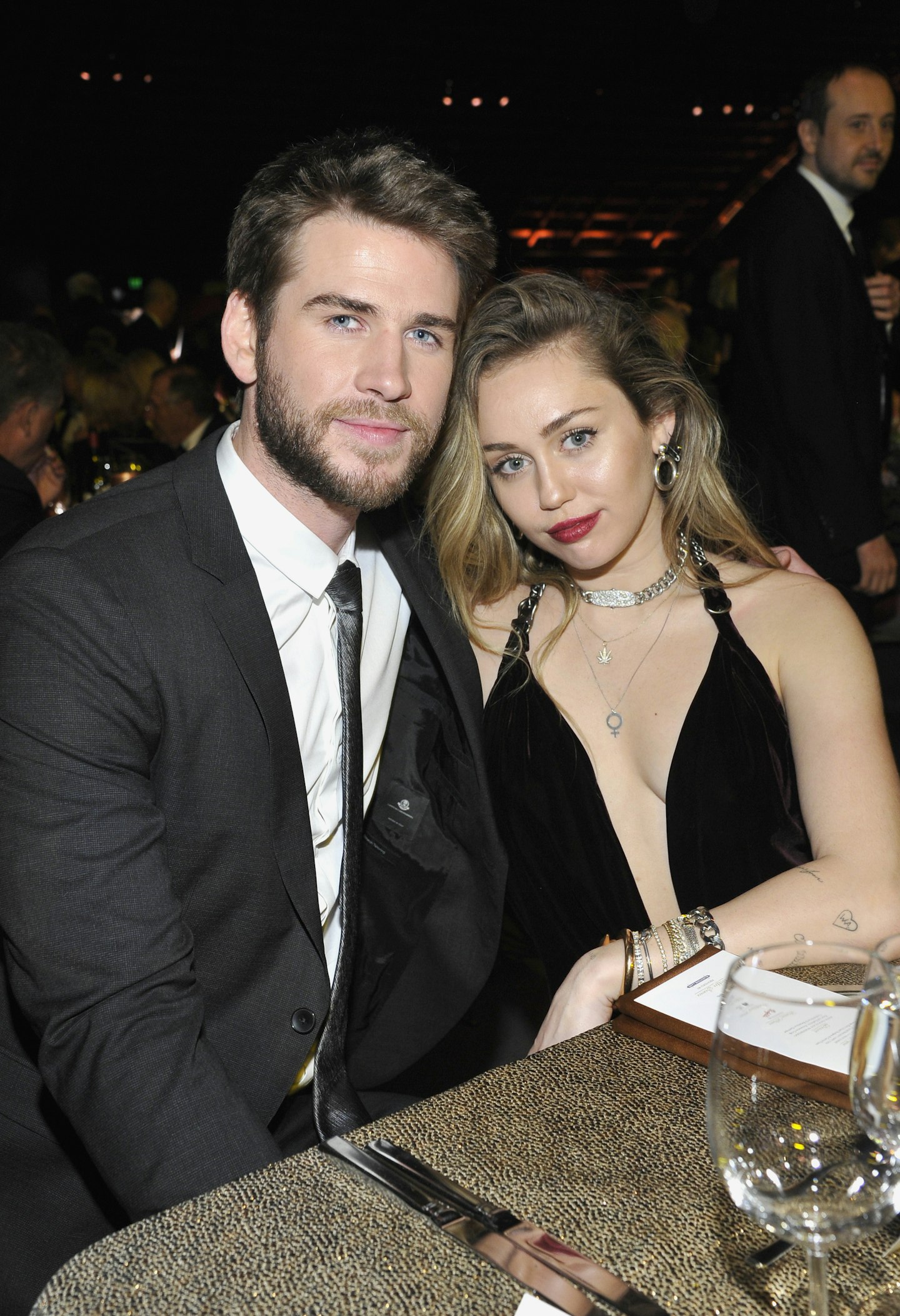 Miley Cyrus and Liam Hemsworth at dinner 