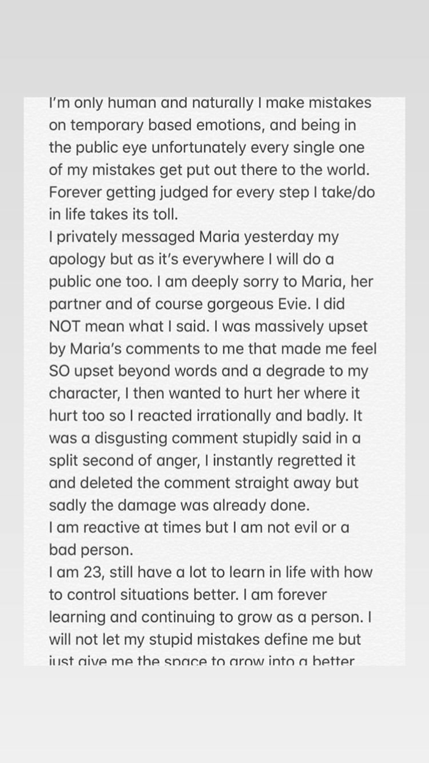 kady mcdermott apology maria fowler