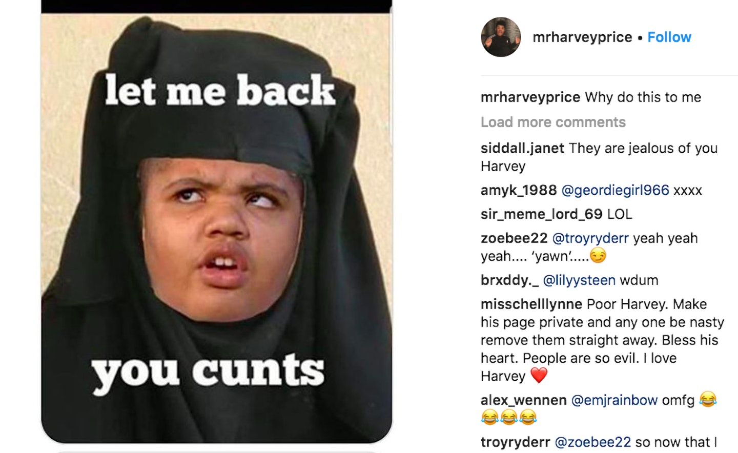 harvey price online bullying