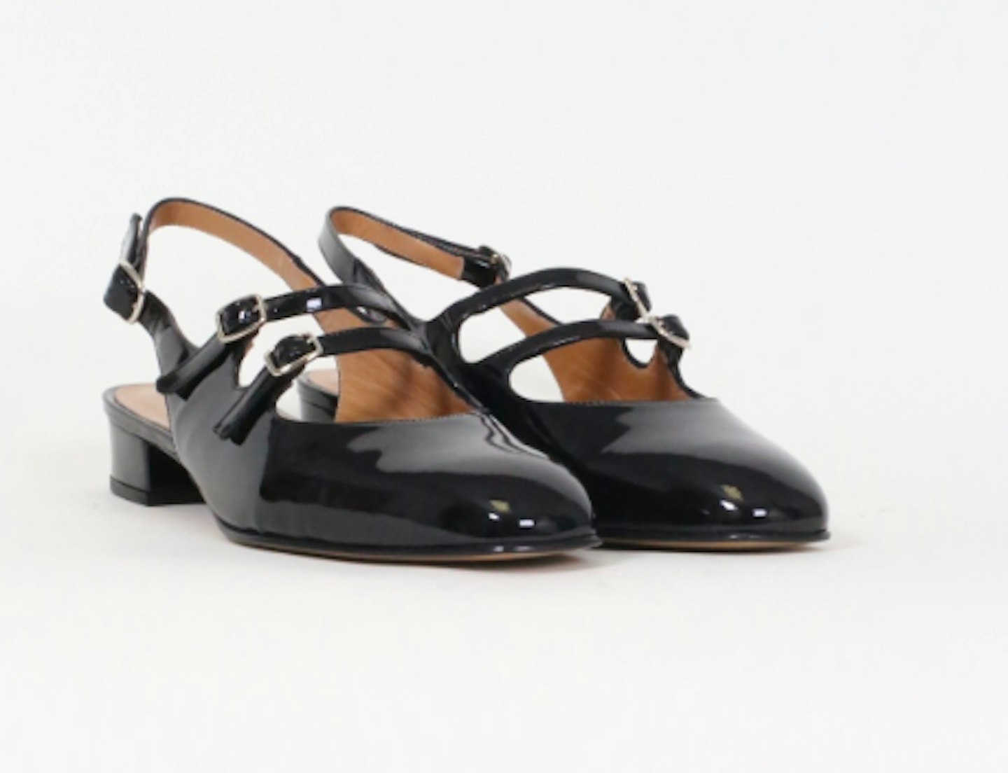 Carel, Peche Leather Black Mary Janes, £240