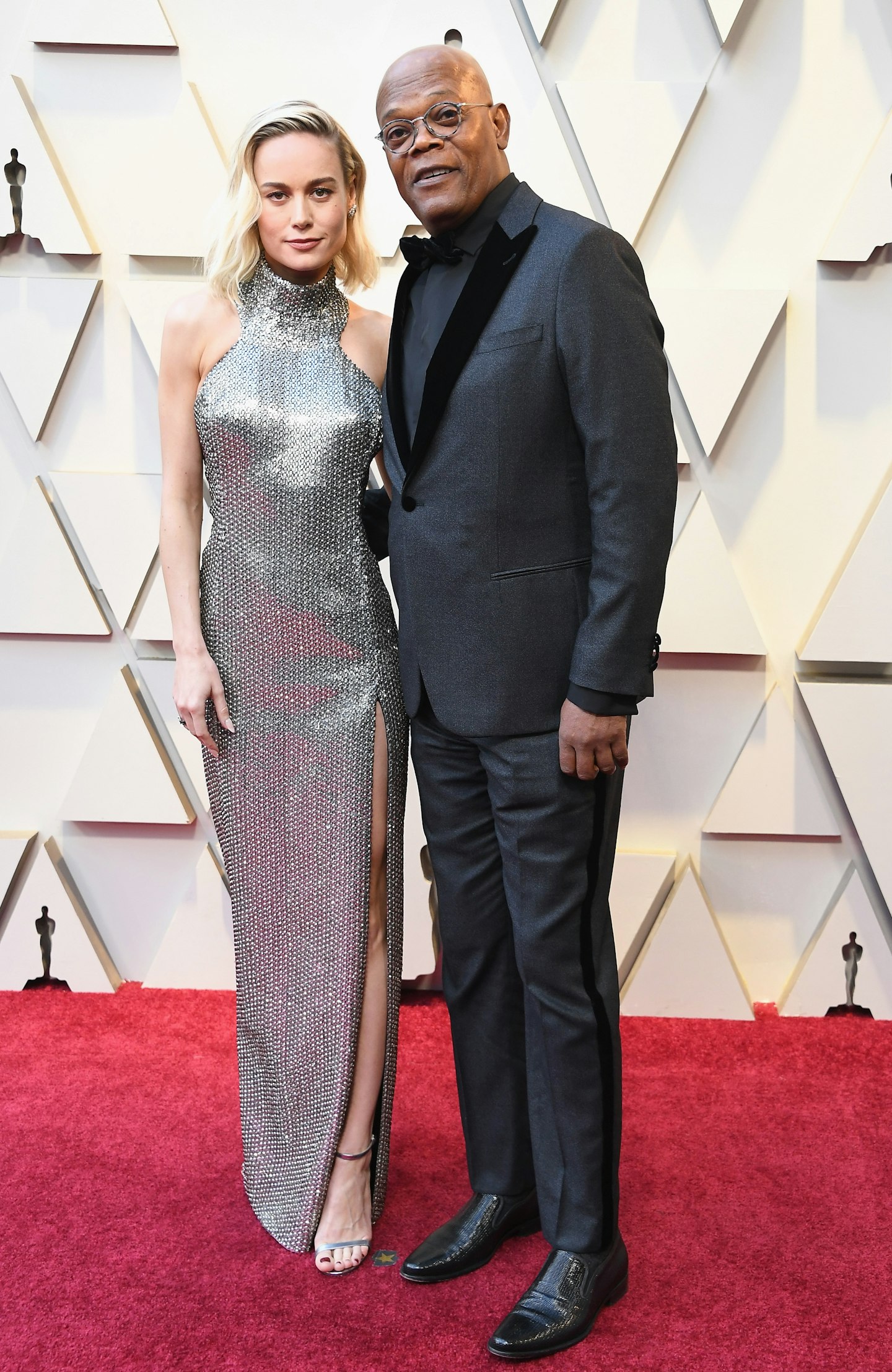 Brie Larson and Samuel L. Jackson at the 2019 Oscars