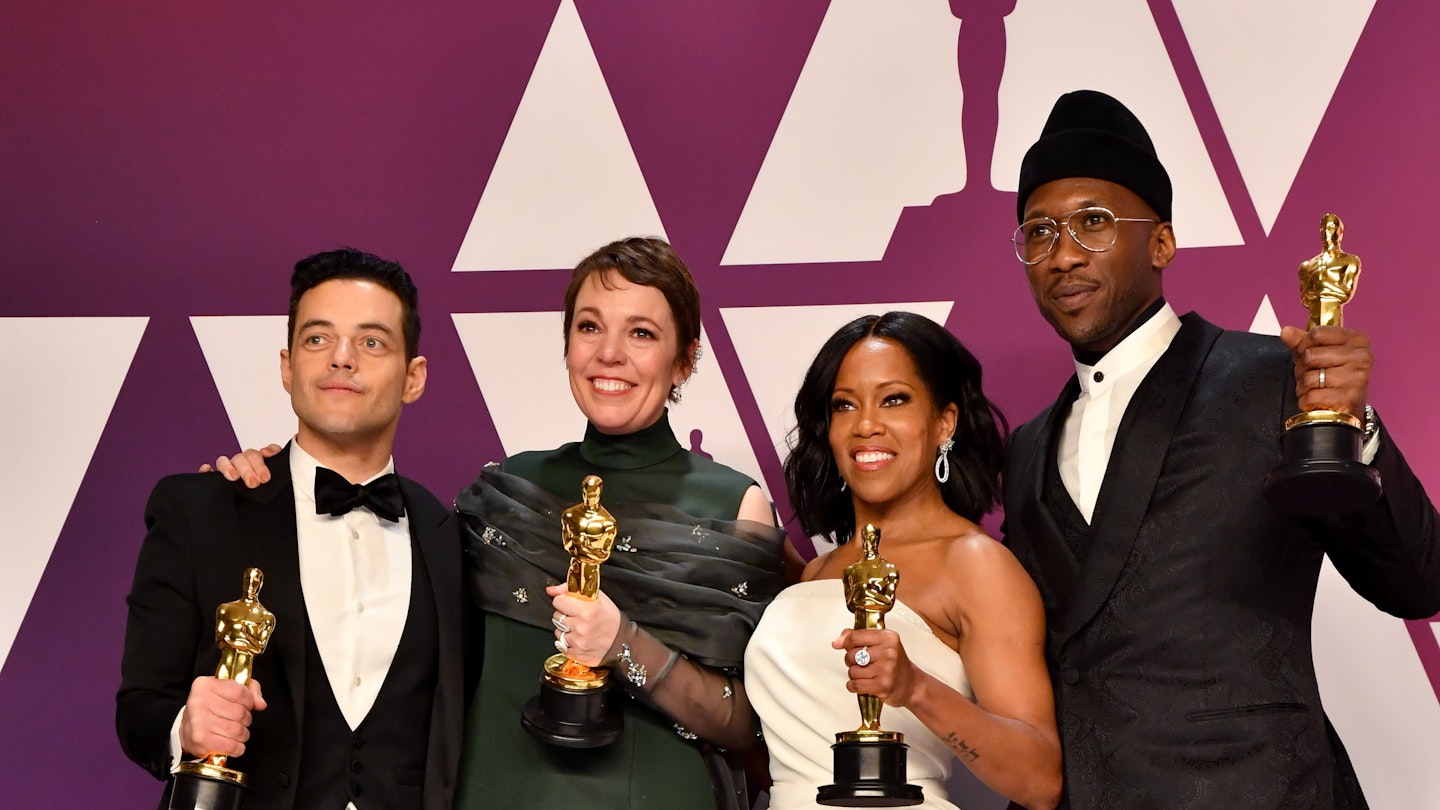 Rami Malek, Olivia Colman, Regina King and Mahershala Ali show off their Oscars