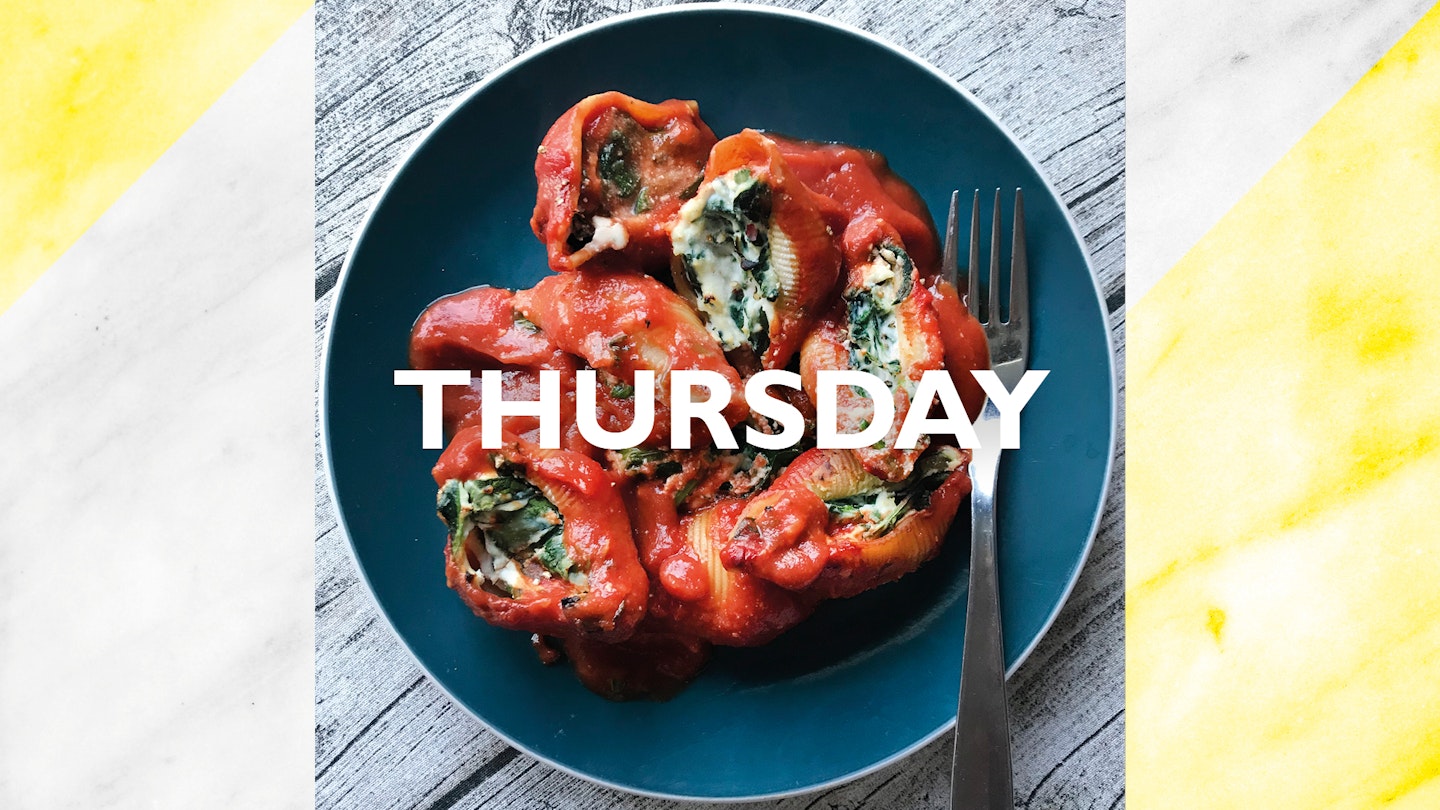 Thursday – Spinach and ricotta stuffed shells, 35 mins