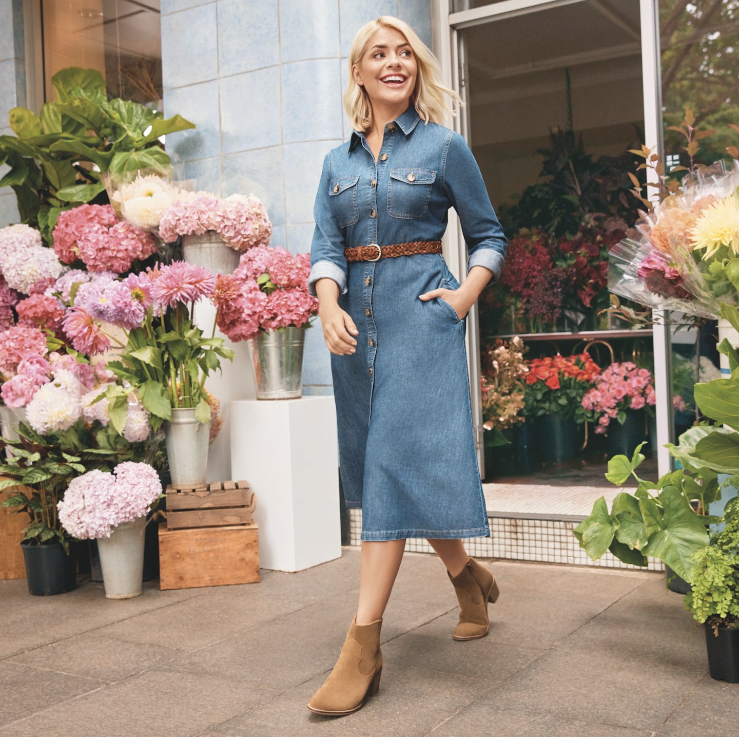 Holly Willoughby denim midi dress M&S 2019
