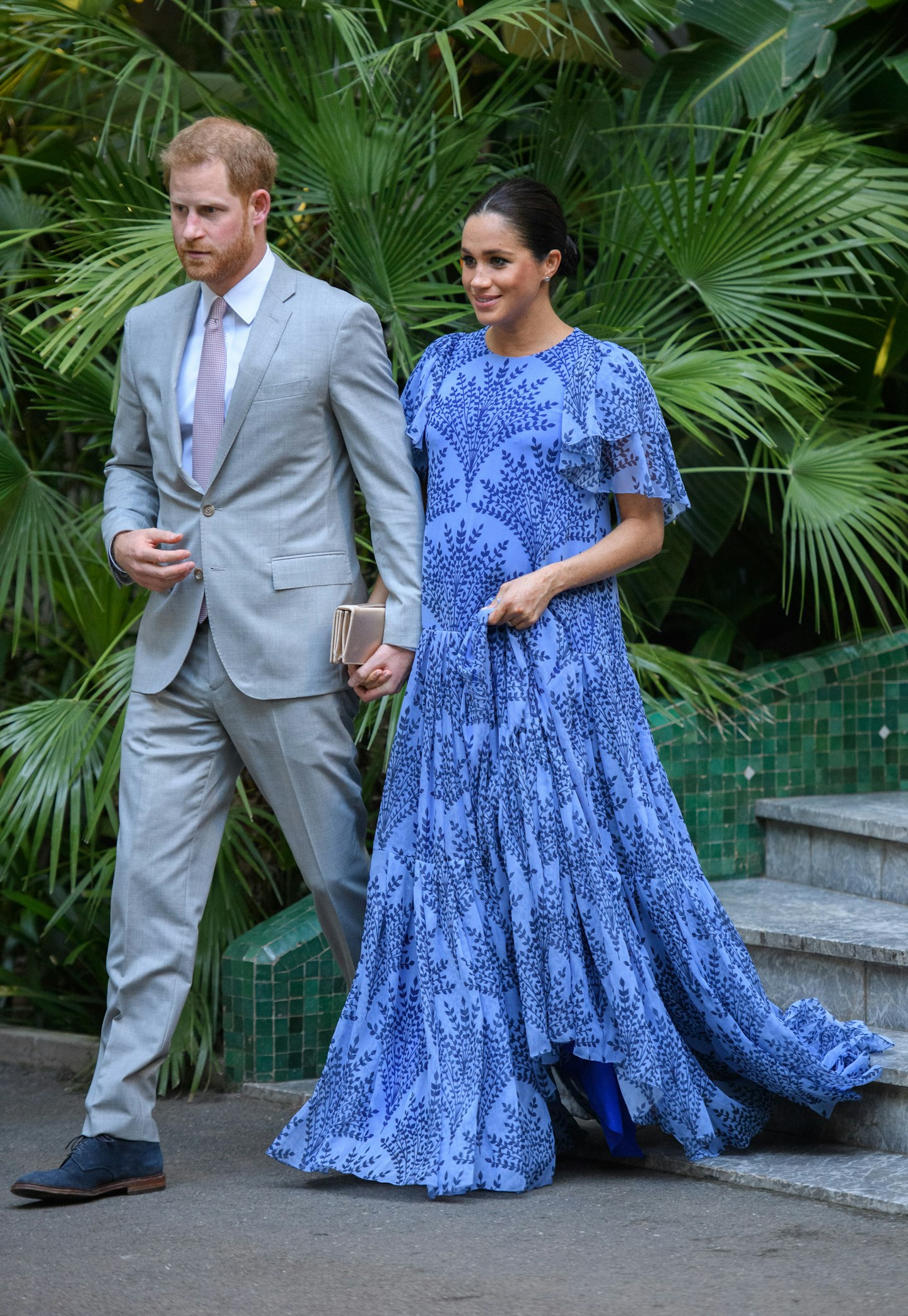 Meghan Markle blue Carolina Herrera dress Morocco 