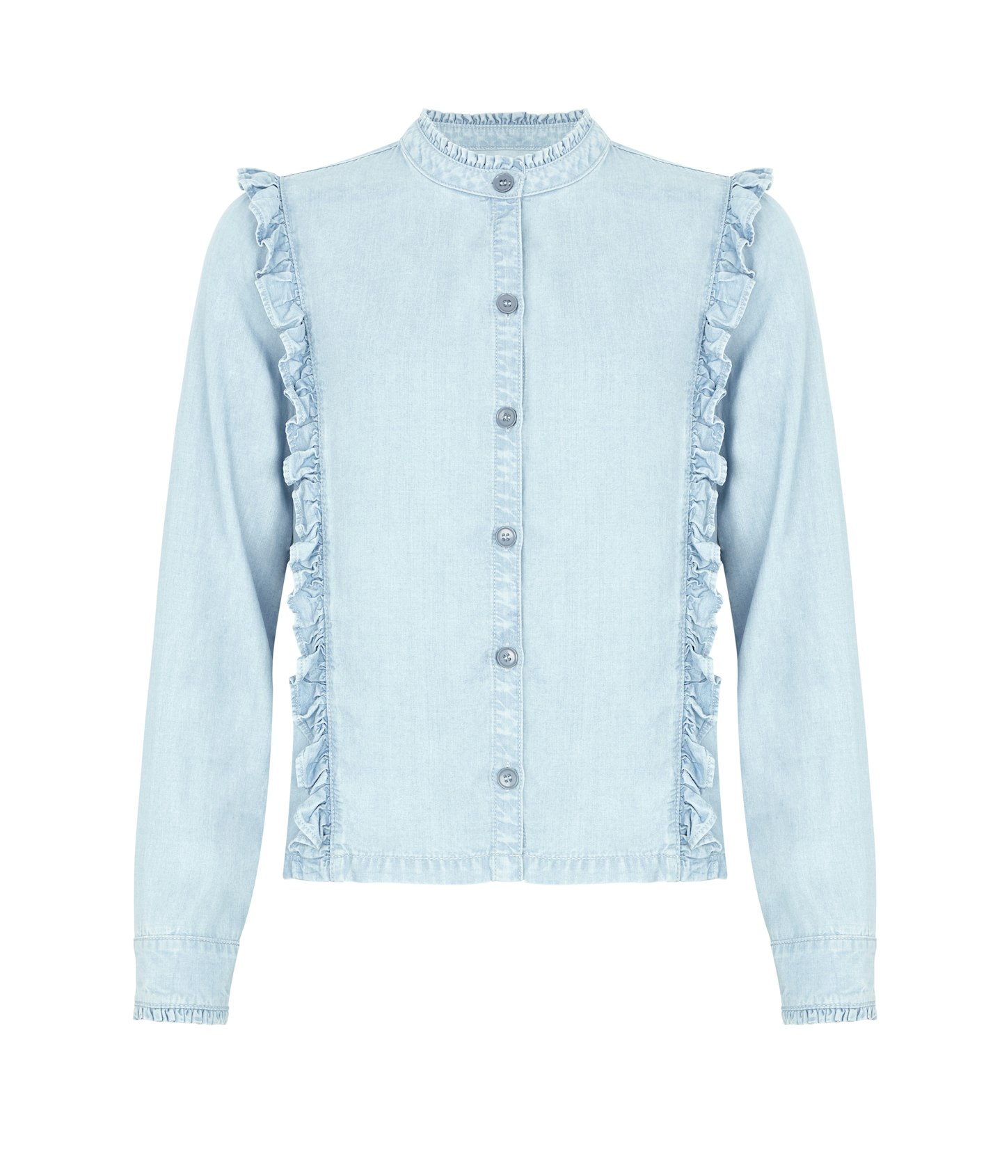 Holly Willoughby M&S denim ruffle shirt