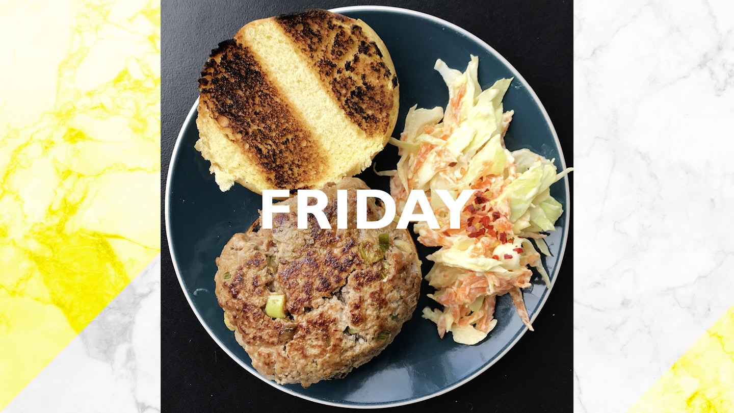 BBQ pork burgers with lime slaw, 25 mins