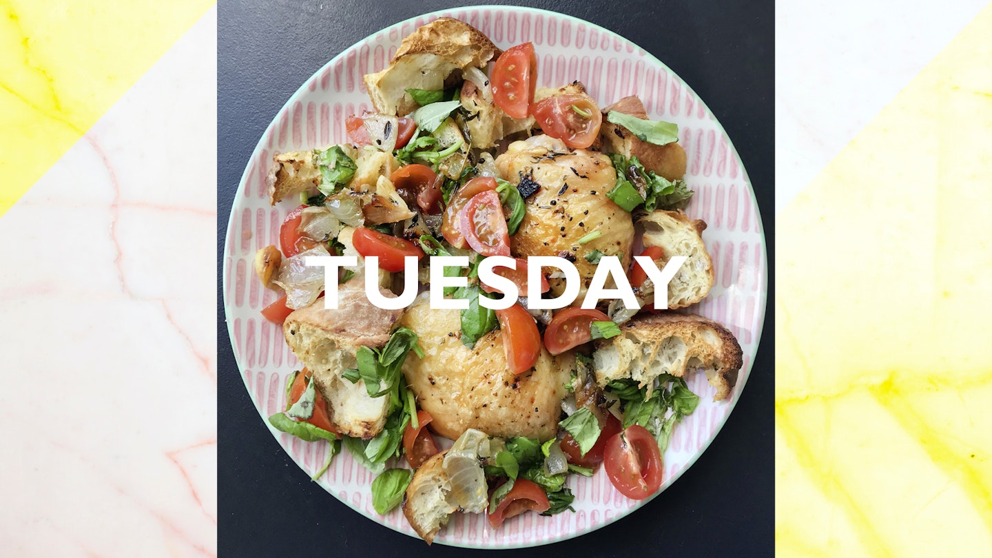 Tuesday – Herby chicken bruschetta bake, 30 mins