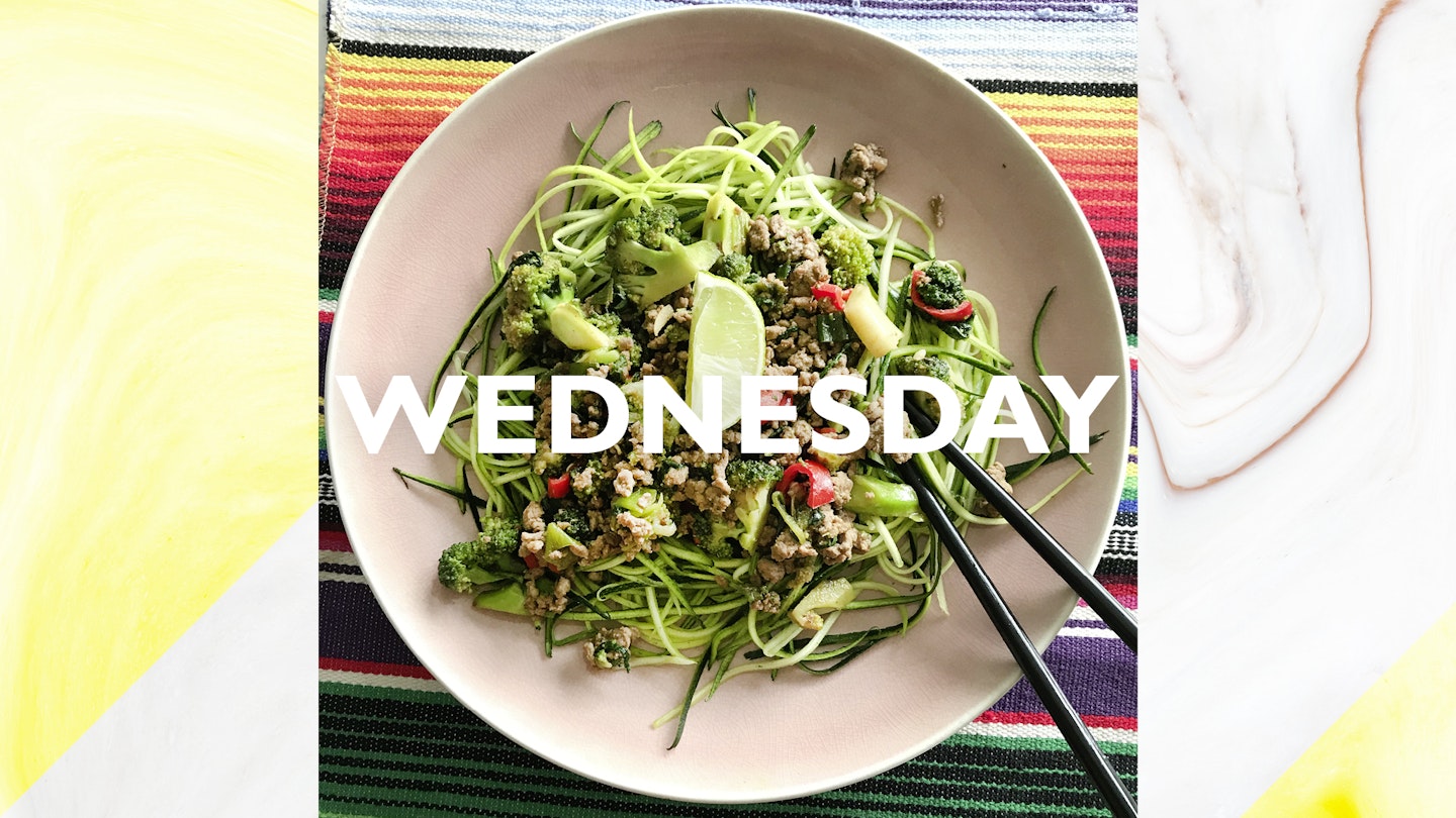 Wednesday – Thai beef, broccoli and zoodles, 10 minutes