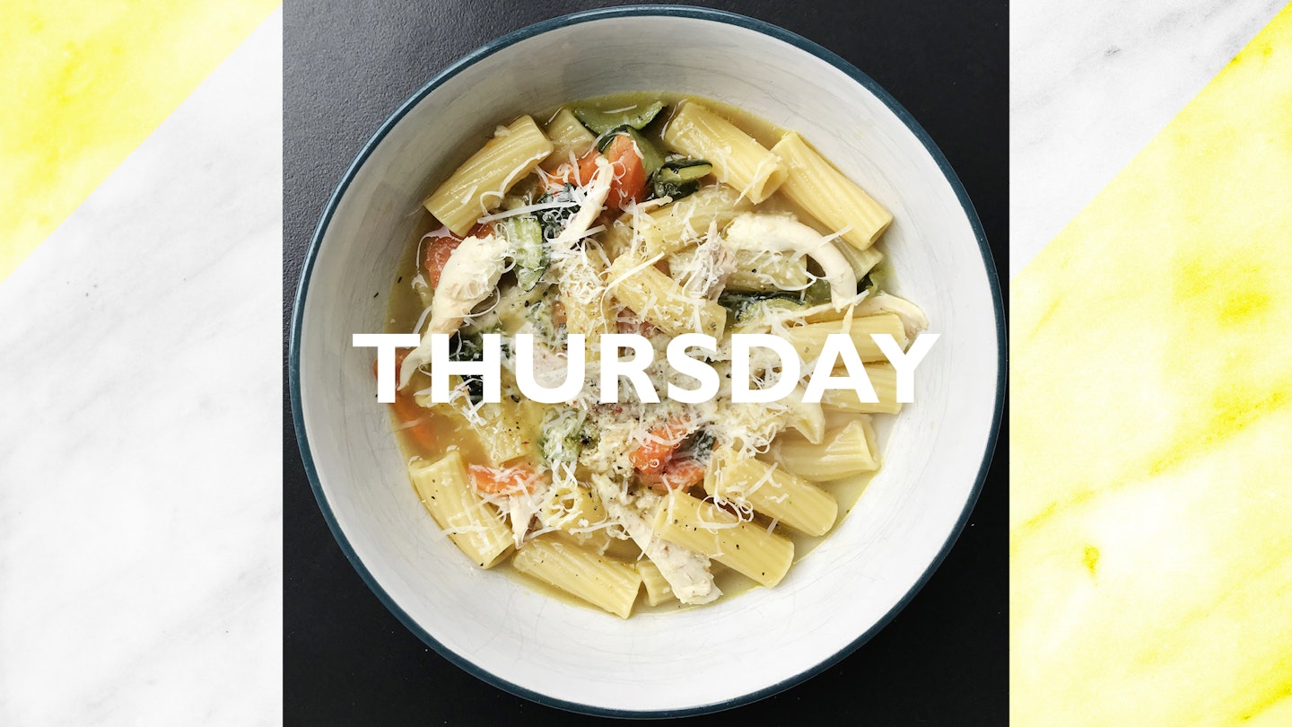 Thursday – Chicken and parmesan pasta soup, 30 mins