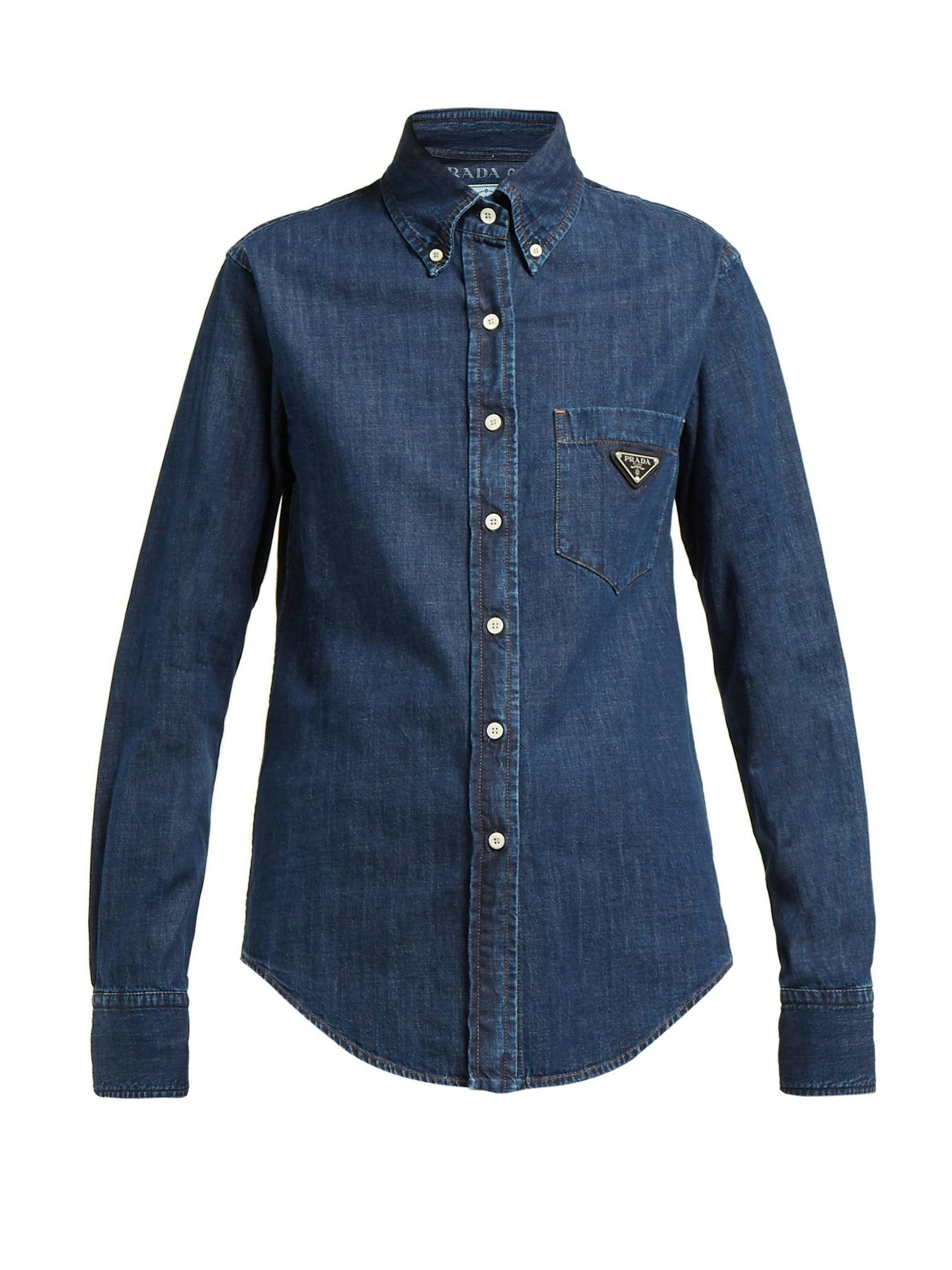 Prada, Logo-Plaque Cotton-Chambray Shirt, £455, Matchesfashion.com