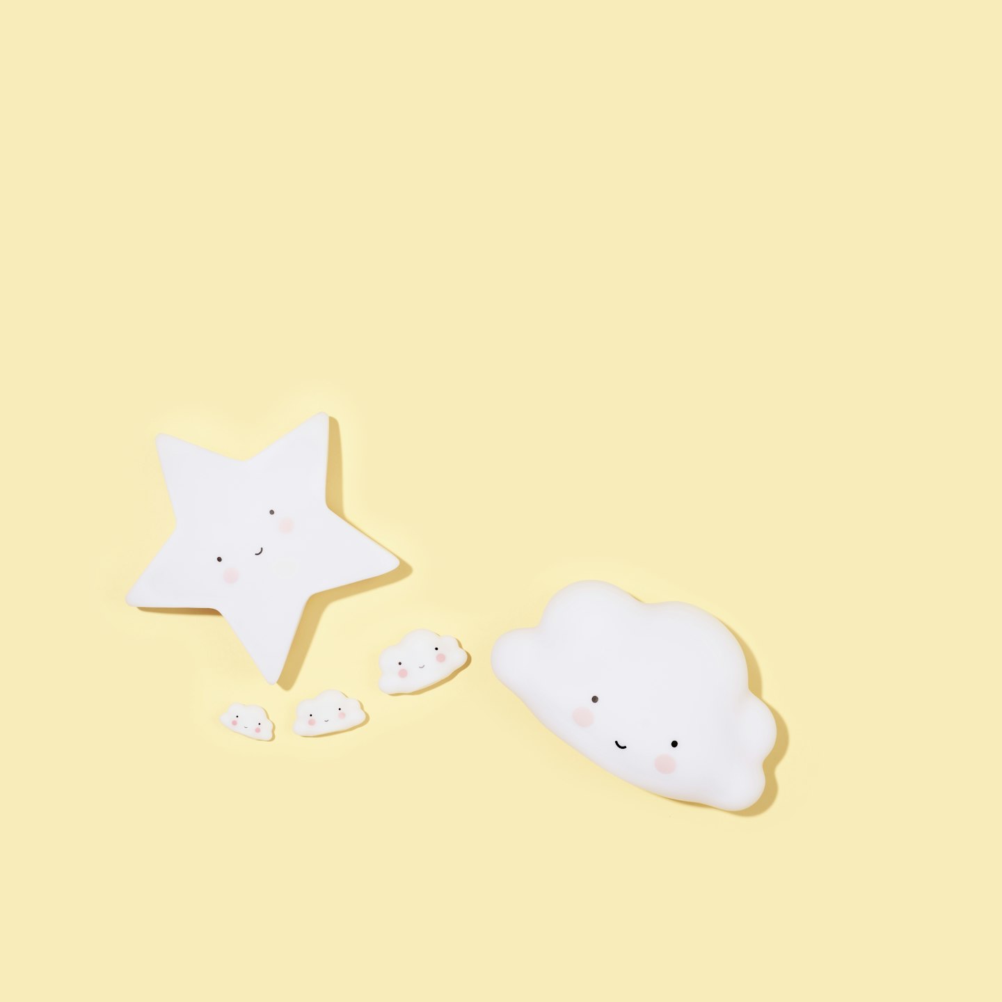 White Cloud and Star Little Lights, and Cloud Minis from A Lovely Little Company, £12.95 each and £3.95 per pack of 3