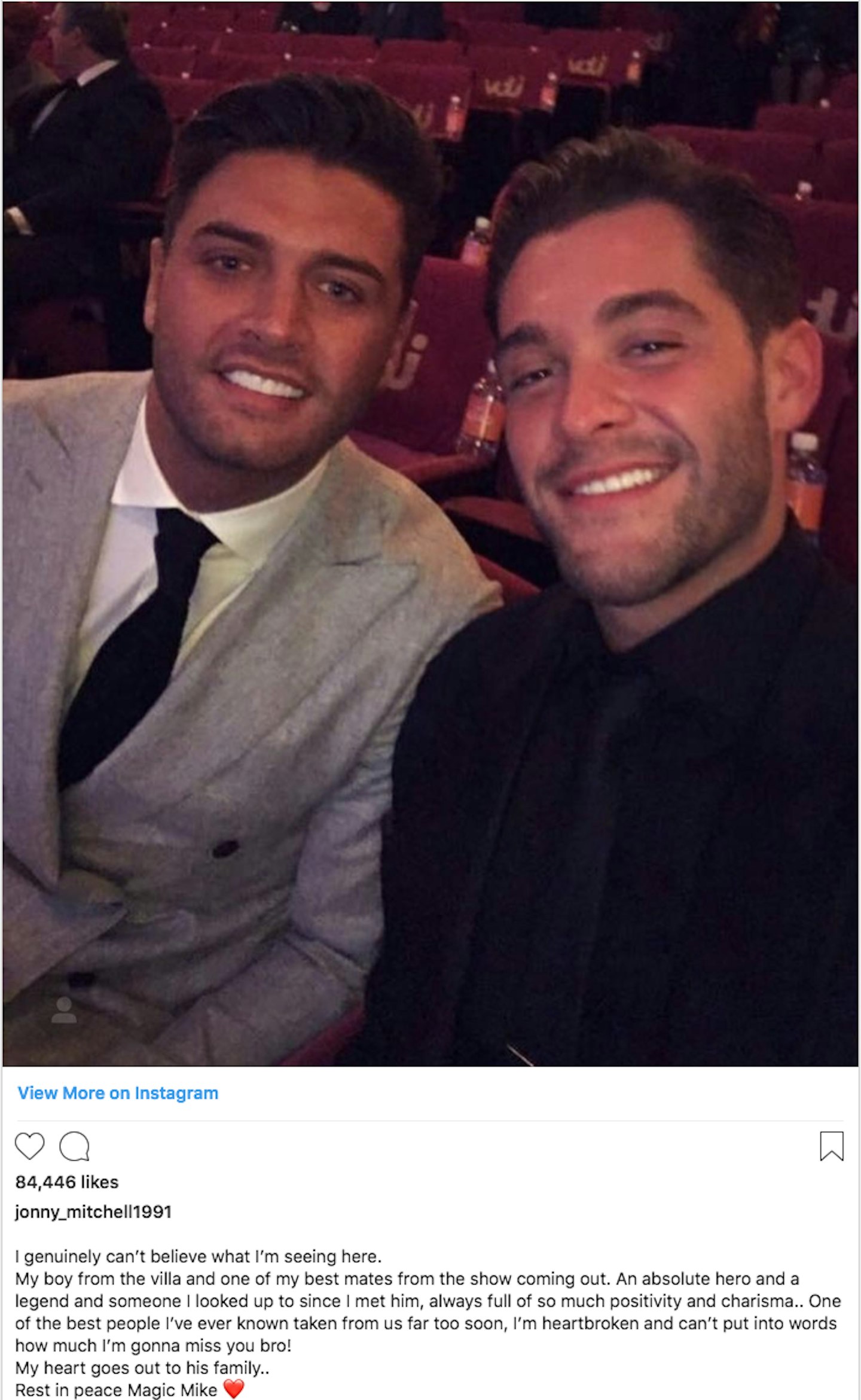 Johnny Mitchell pays tribute to Mike Thalassitis