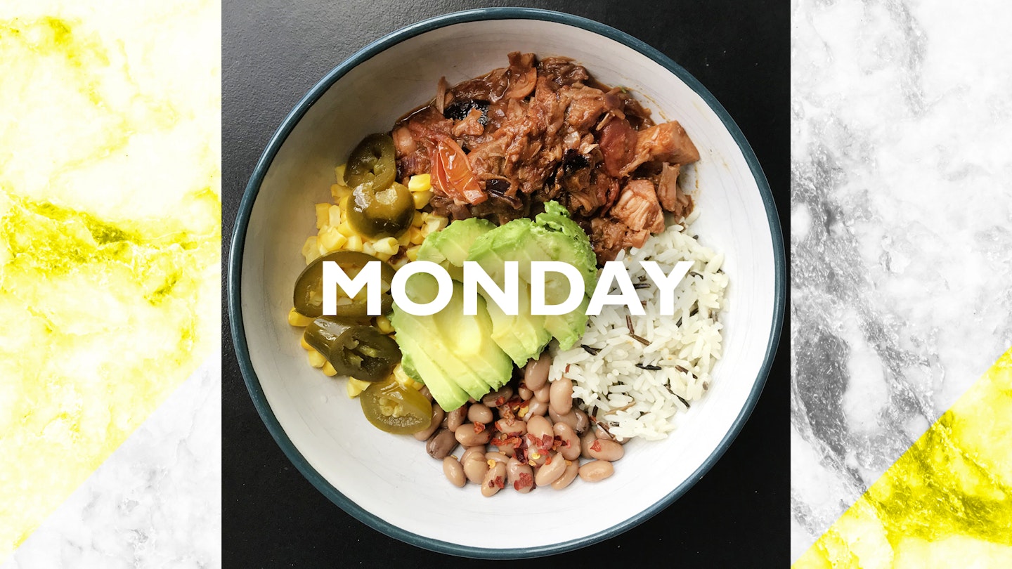 Monday – BBQ jackfruit rice bowl, 40 mins