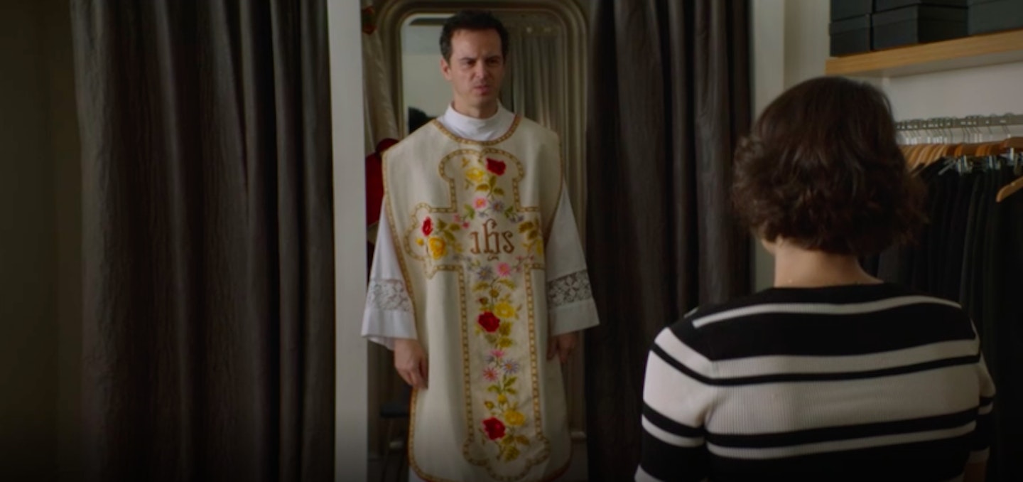 Fleabag helping The Hot Priest choose his robes. Couple goals.