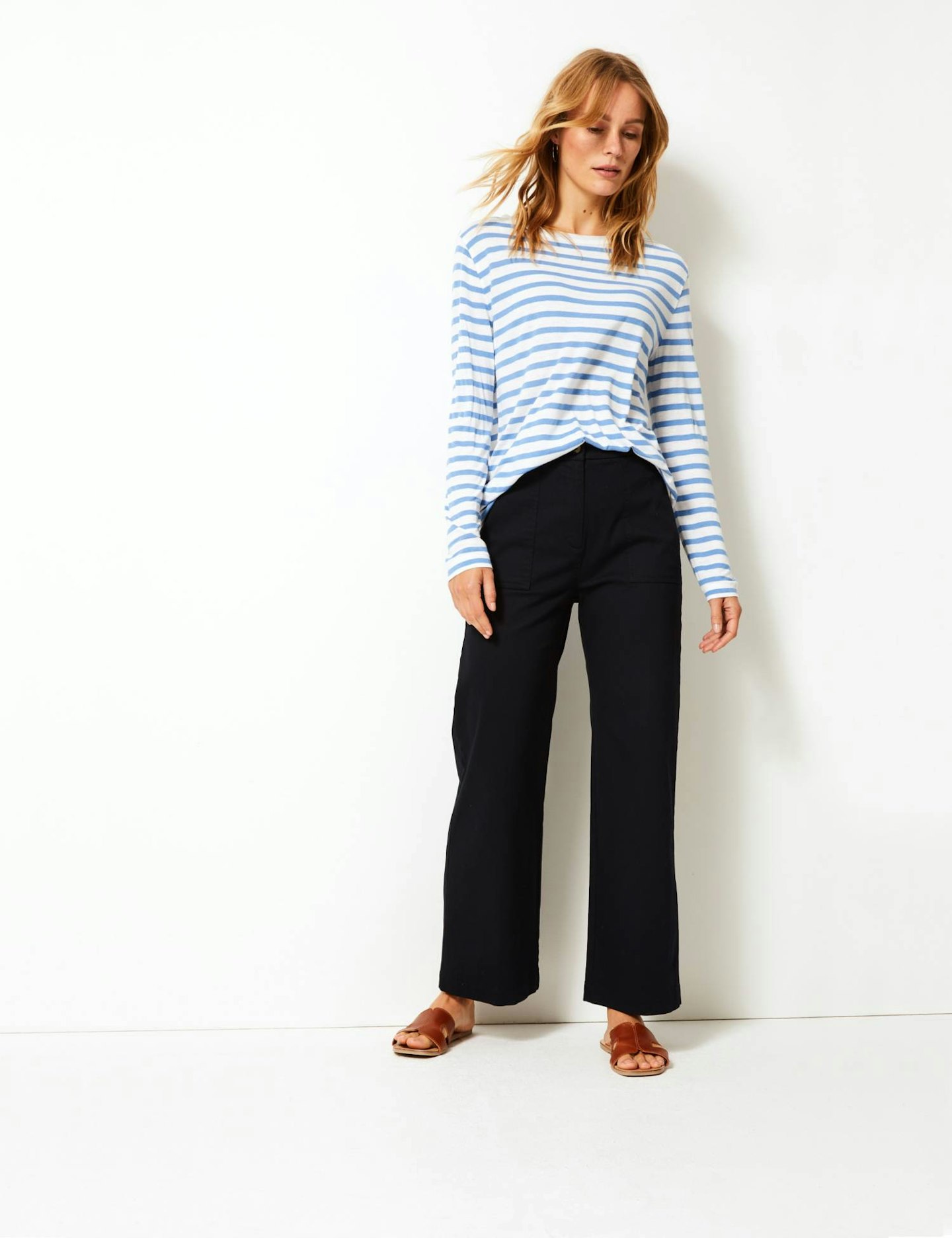 Navy Wide Leg Trousers, £39.50