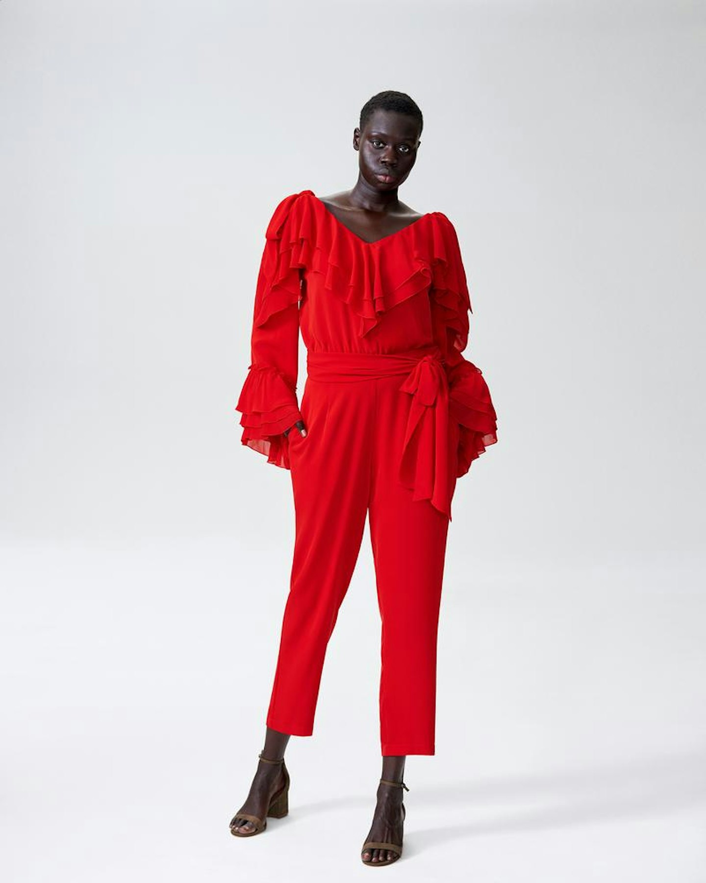 Red Ruffle Jumpsuit, £183.56