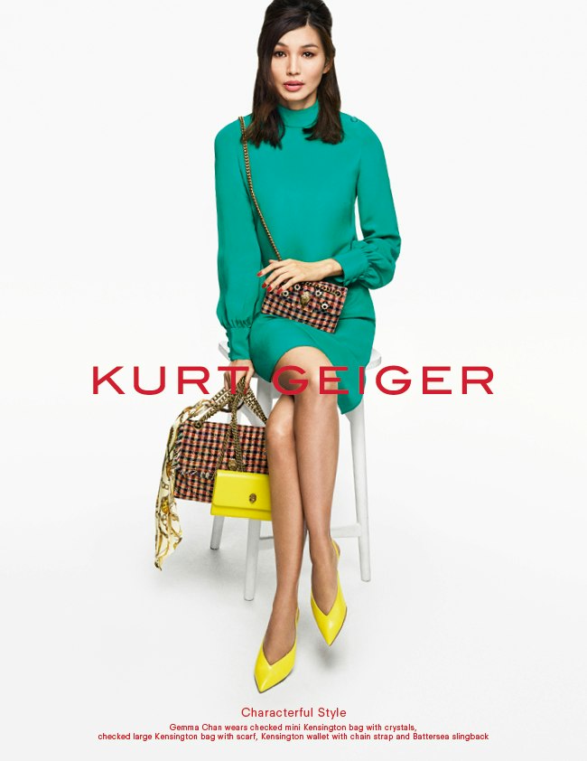 Kurt Geiger Gemma Chan yellow shoes 
