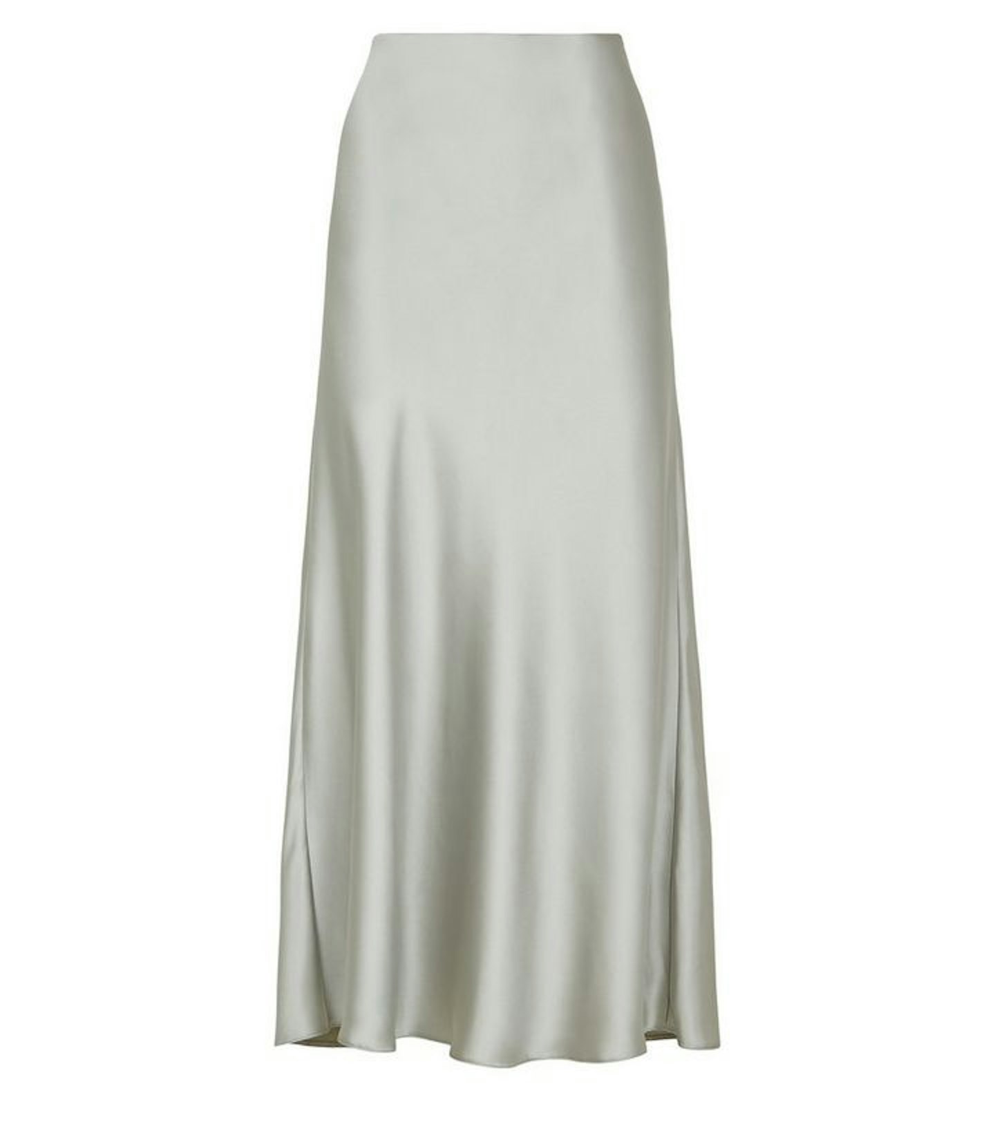 New Look, Light Green Satin Bias-Cut Midi Skirt, £19.99