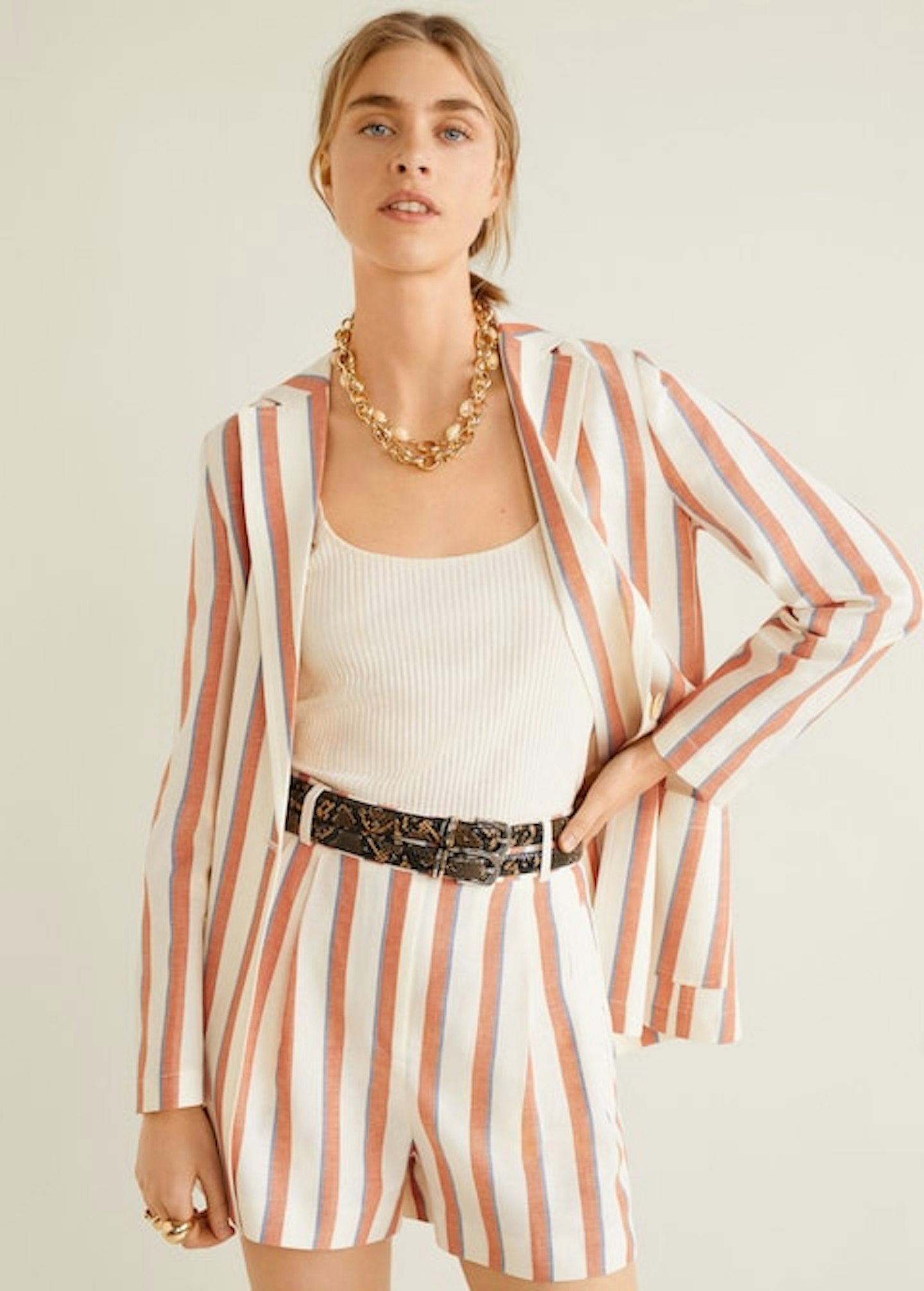 Mango, Striped Linen Shorts, £35.99