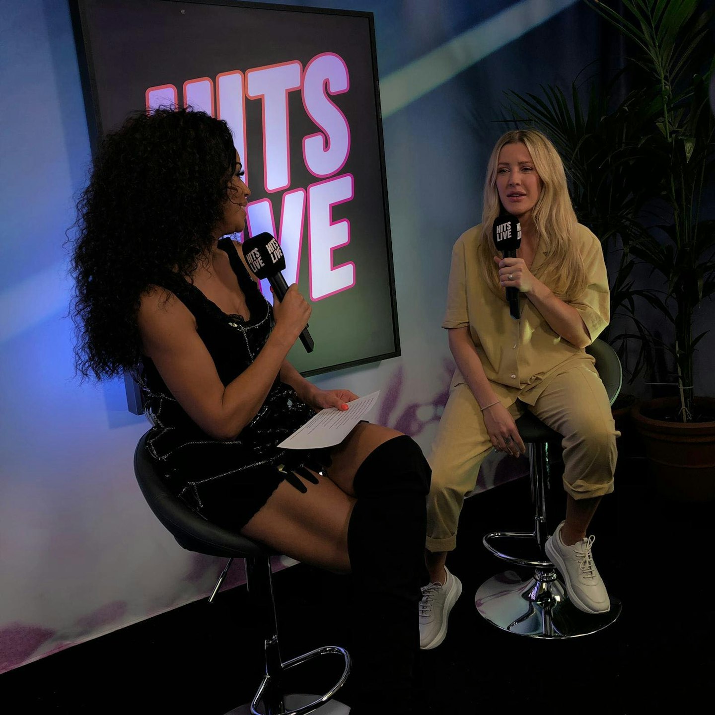 Ellie Goulding chatting to Sarah-Jane Crawford before her set at Hits Live Birmingham