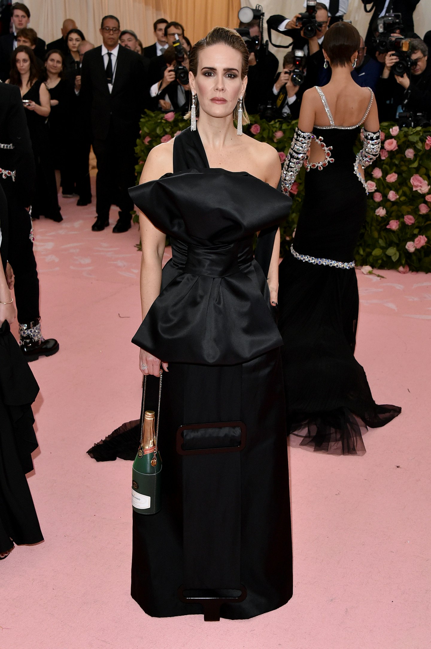 Sarah Paulson in a Moschino dress with oversized bow
