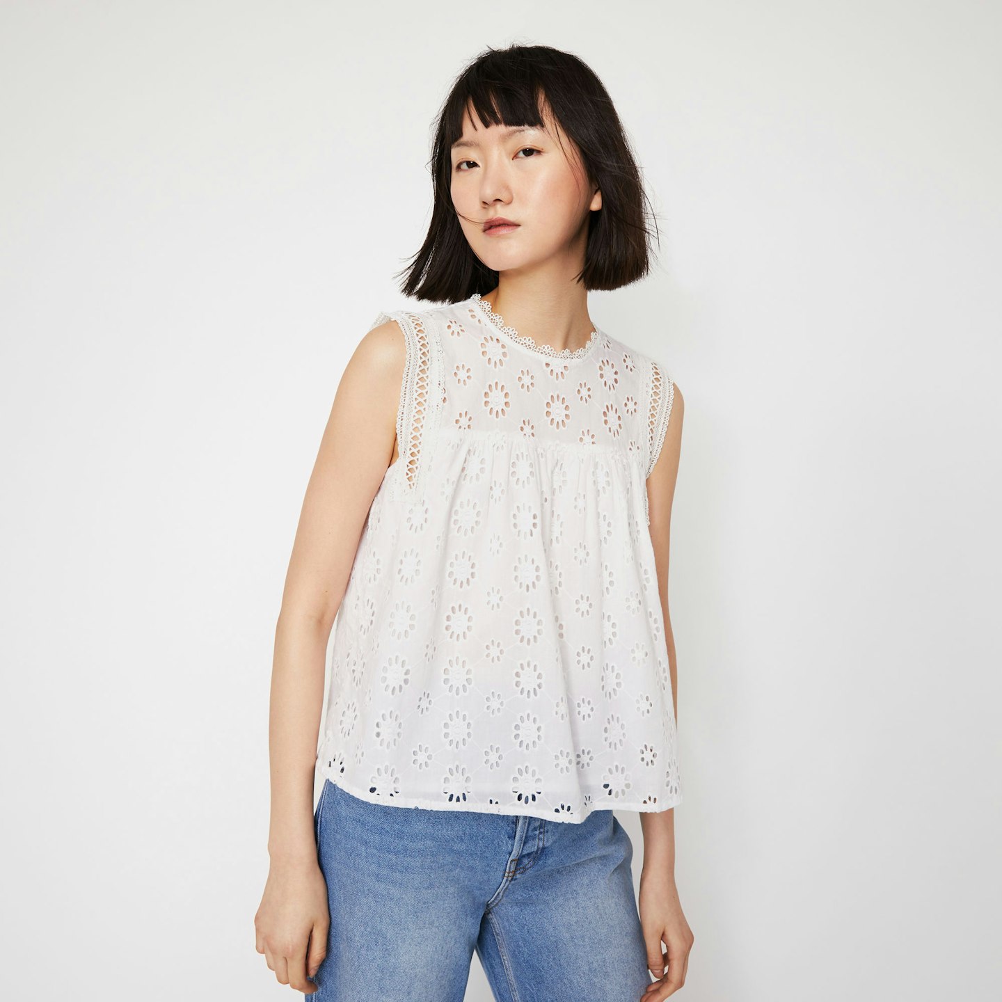 Warehouse, Broderie Shell Top, £32