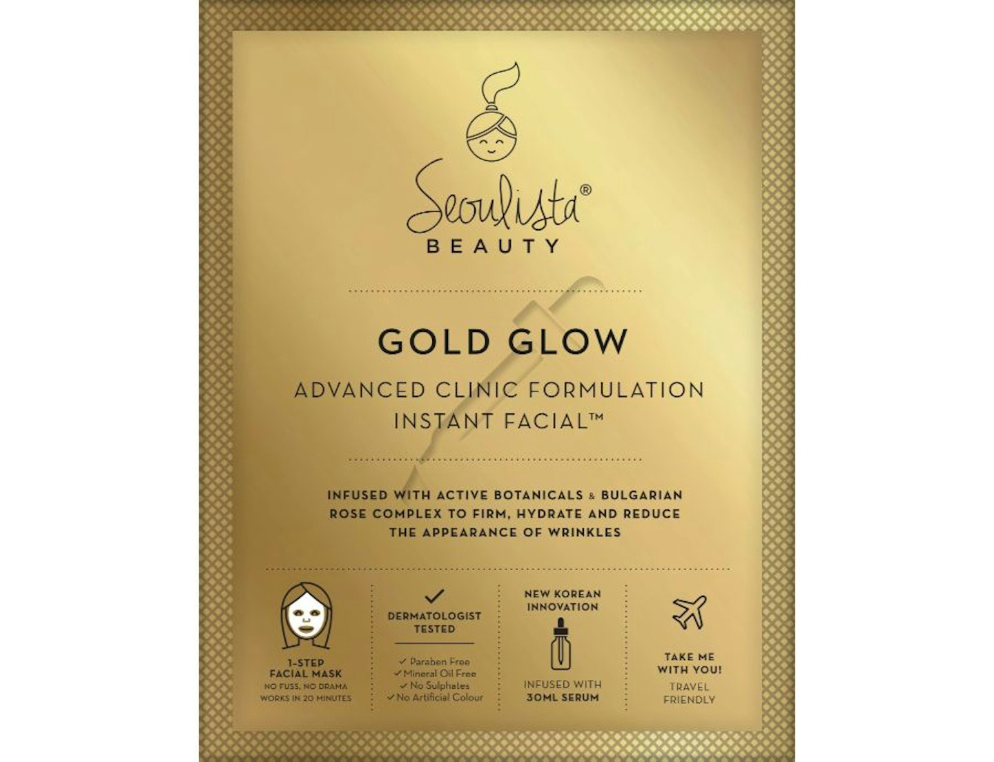 Seoulista Beauty Gold Glow Instant Facial, £14.00, Harveynichols.com