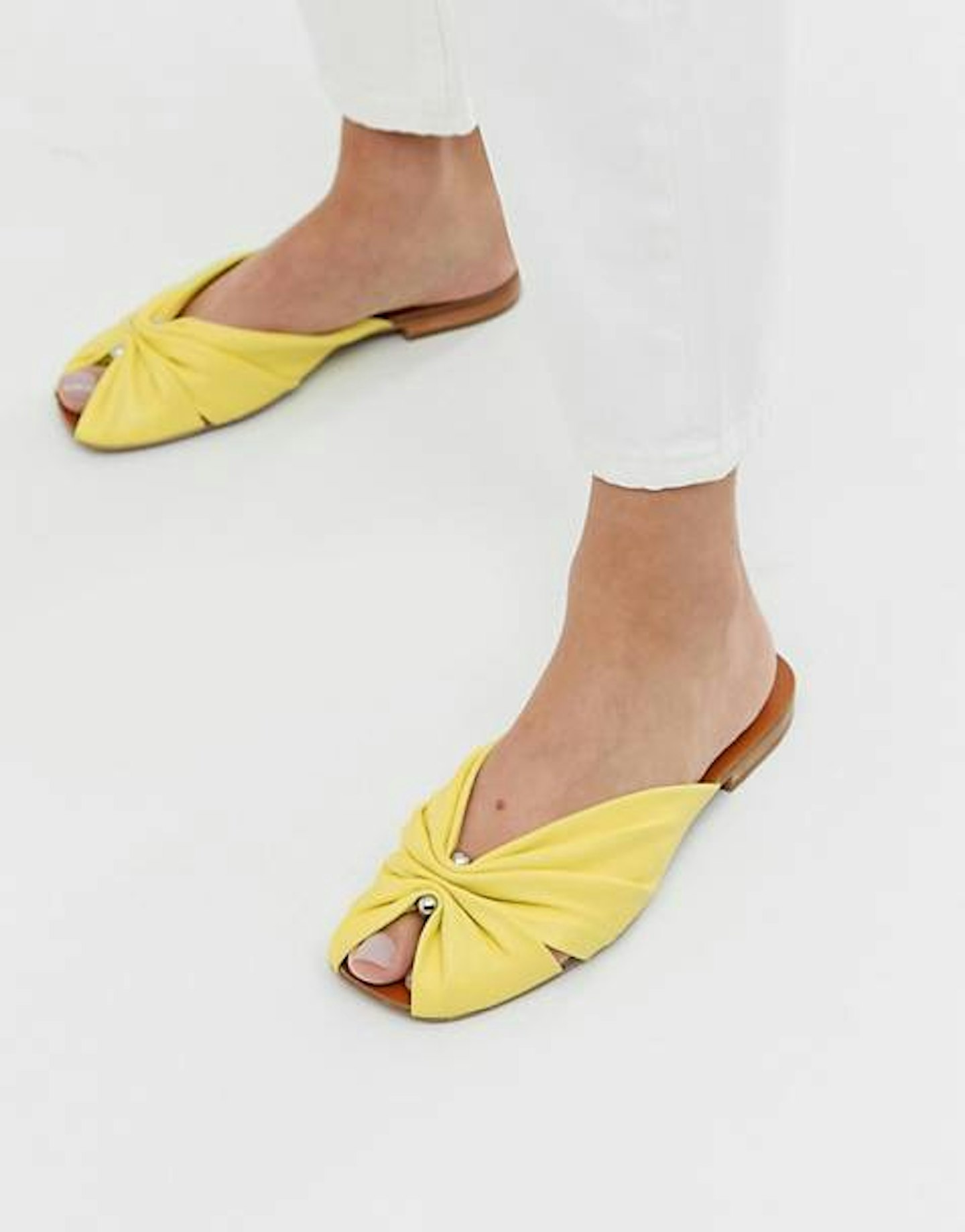 Square Toe Yellow Leather Sandals, £69