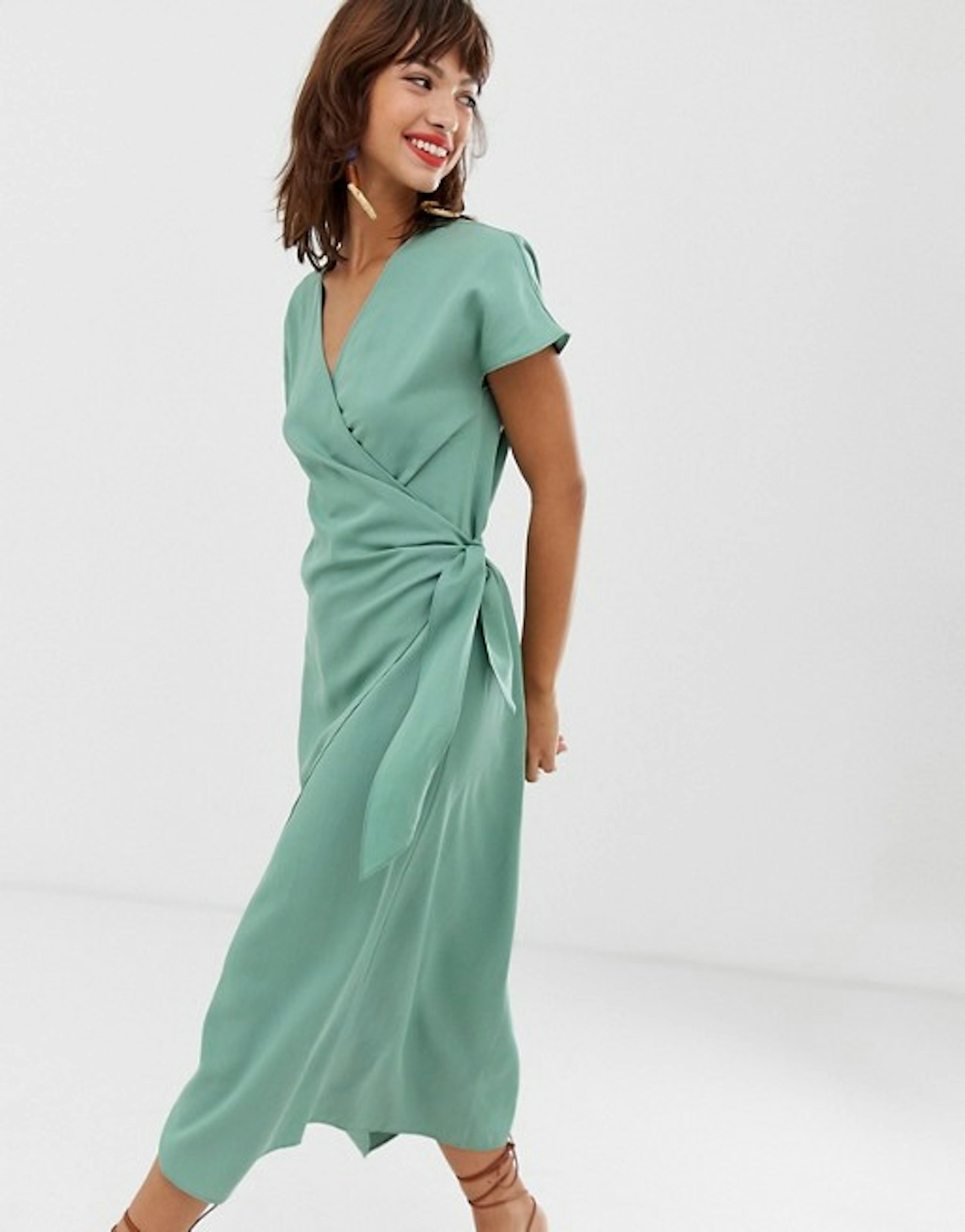 Wrap Green Dress in Sage Green, £79