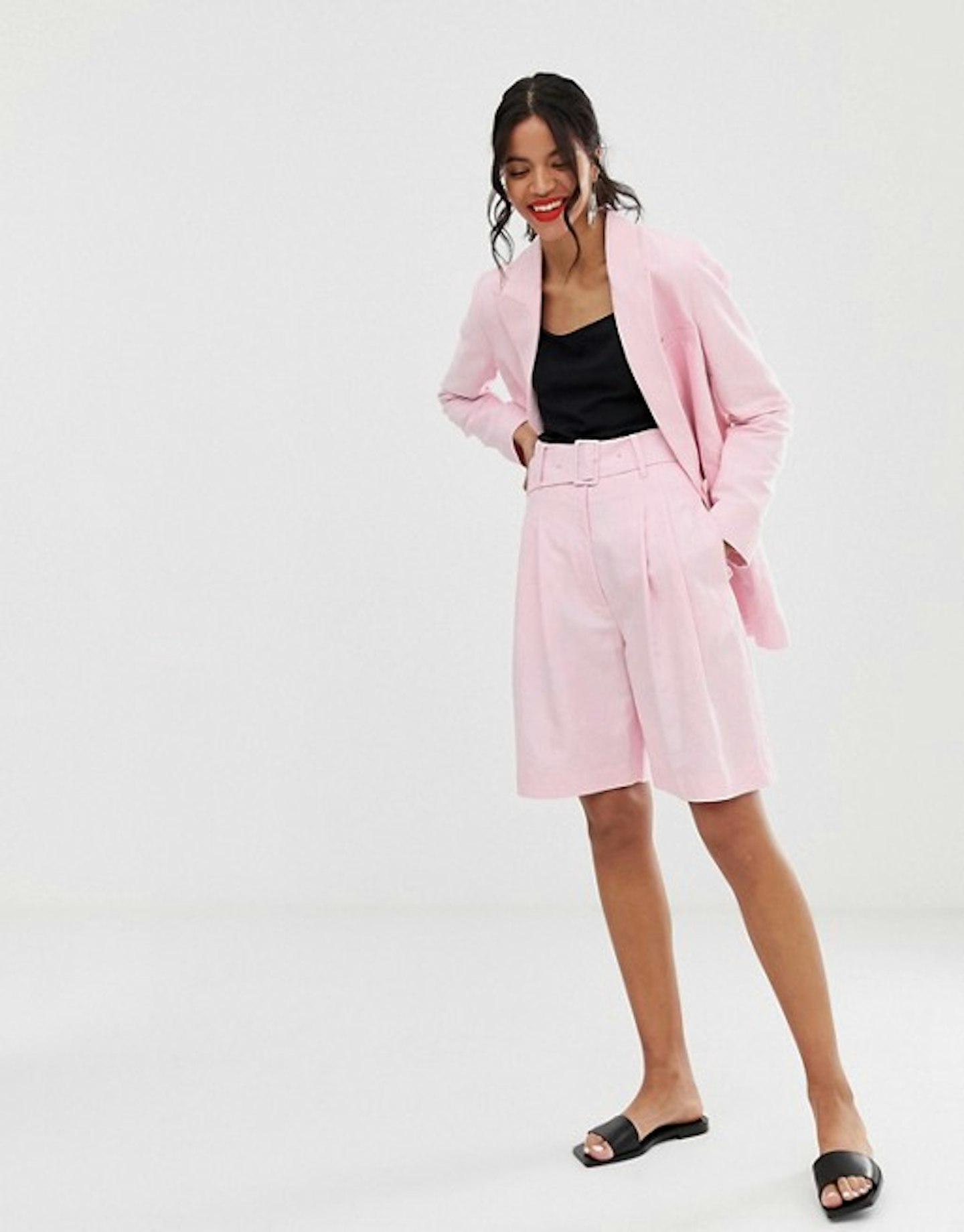 Belted Pink Linen Shorts, £69