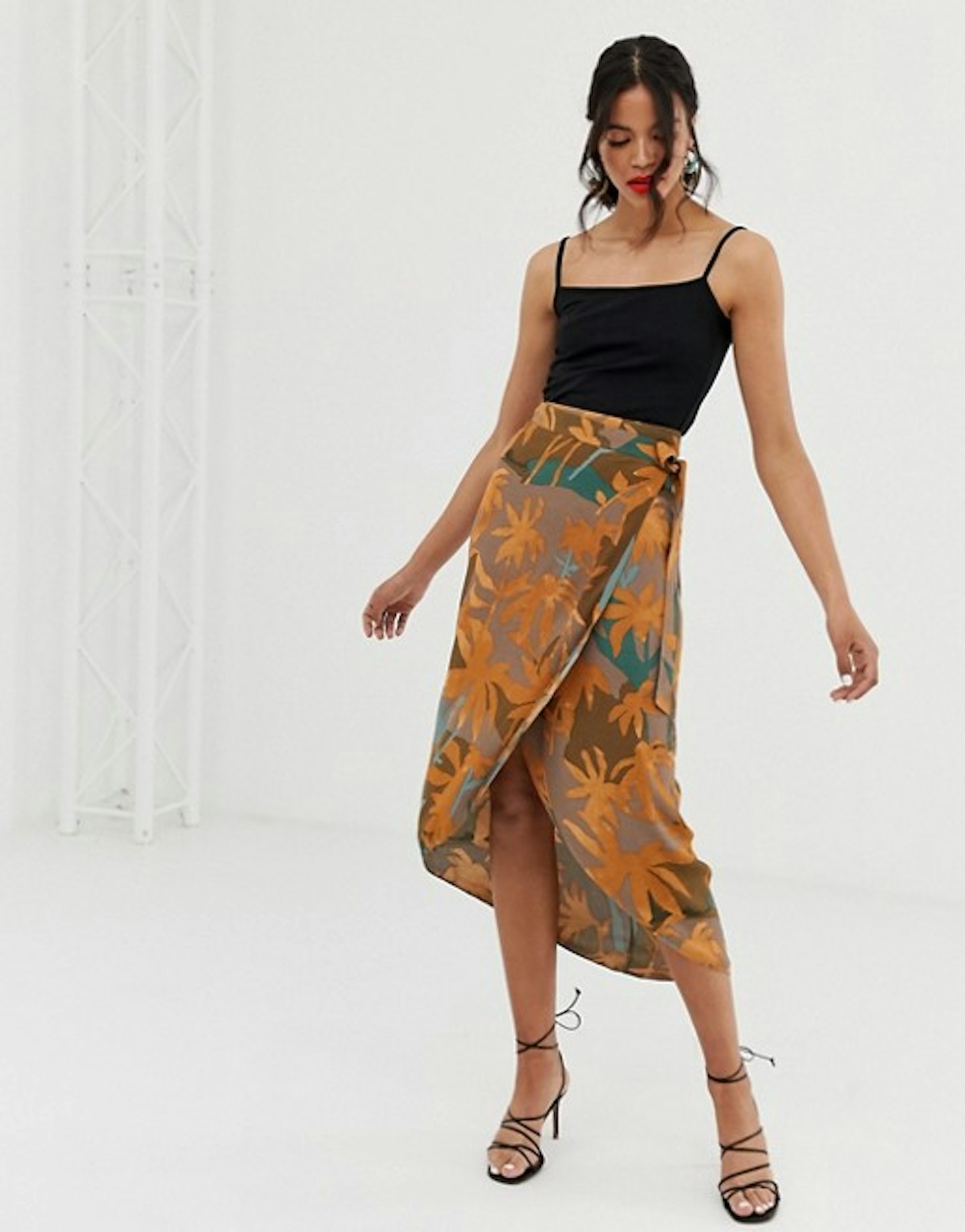 Midi Wrap Skirt in Tropical Leaf Print, £49