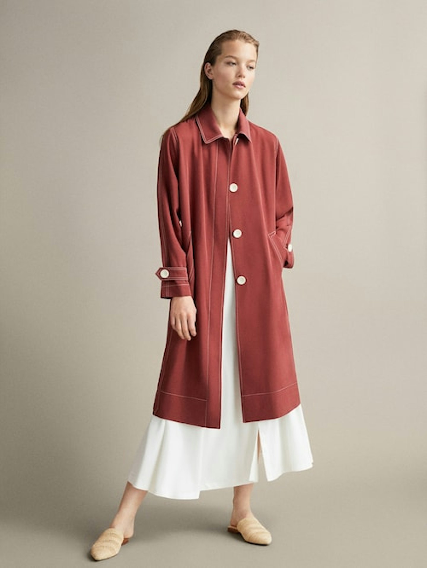Massimo Dutti, Trench Coat With Top Stitching, £149