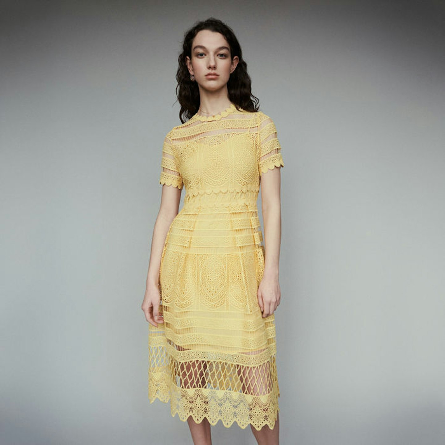 Long Dress in Yellow Guipure, £315