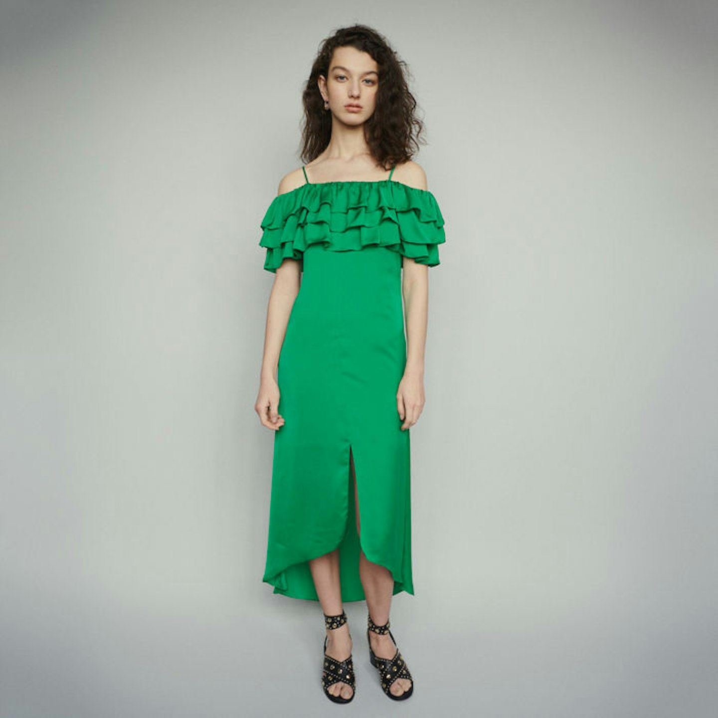 Green Ruffle Midi Dress, £269