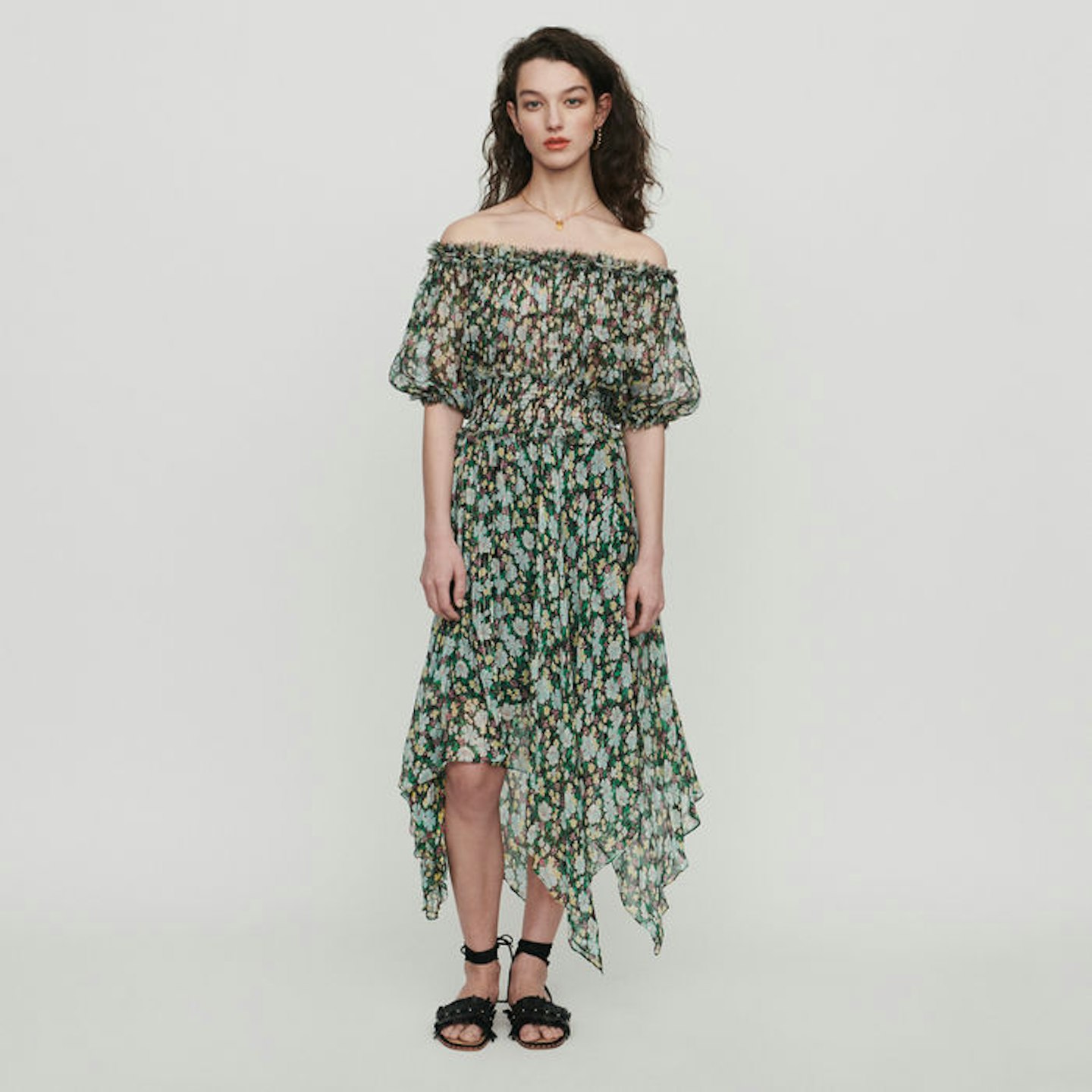 Off-Shoulder Dress in Floral Print, £420