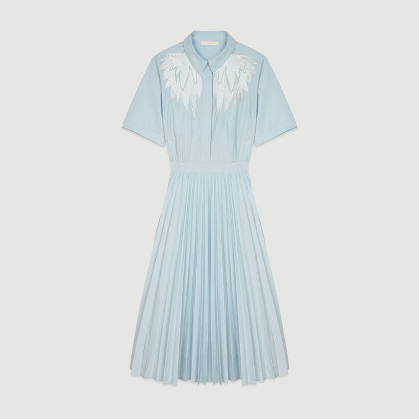 Pleated Shirt Dress with Back Opening, £290