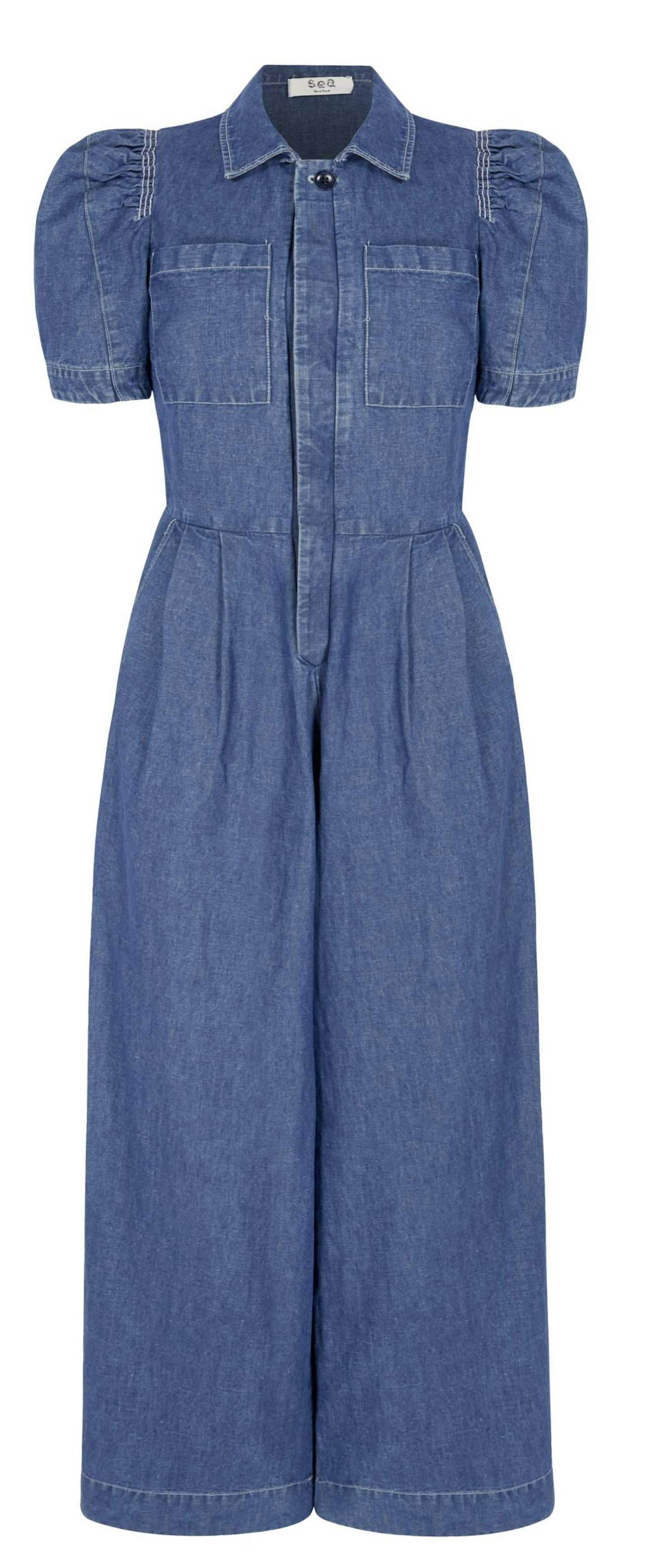 Sea NY, Denim Jumpsuit with Puff Sleeves, £445