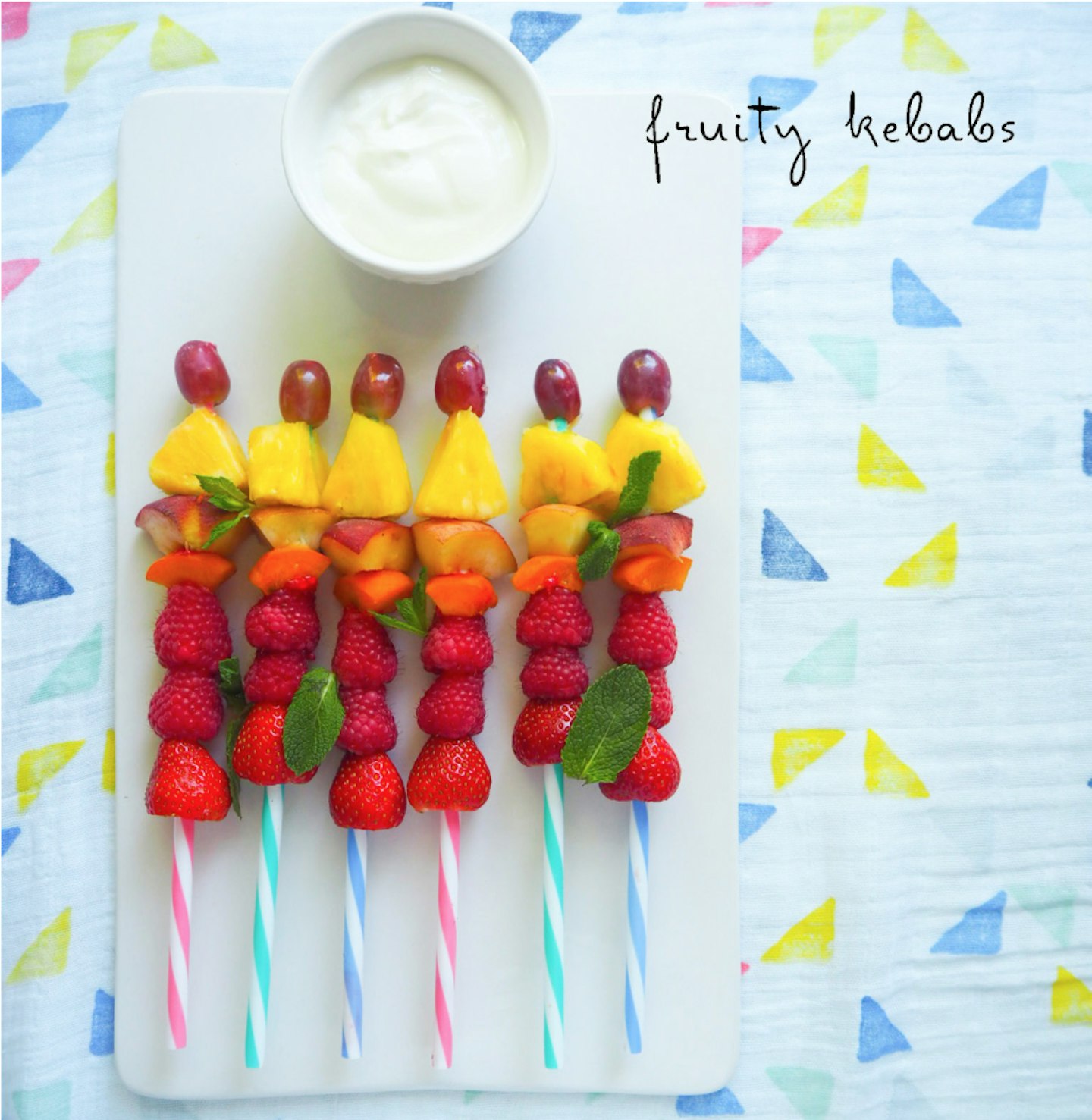 Make colourful fruit kebabs to entice your toddler