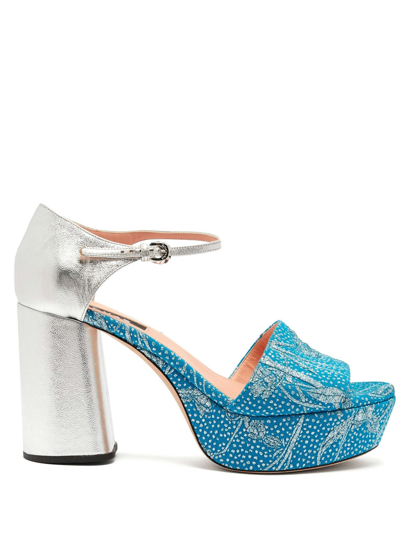 Rochas, Brocade And Leather Platform Sandals, WERE £620, NOW £310