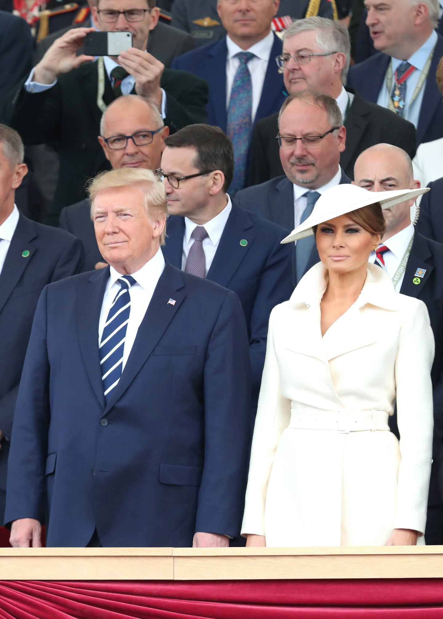 President Trump and Melania Trump at the ceremony marking the D-Day landings