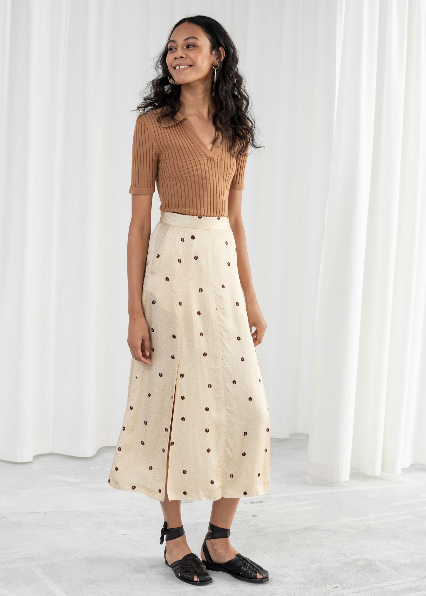 & Other Stories satin midi skirt