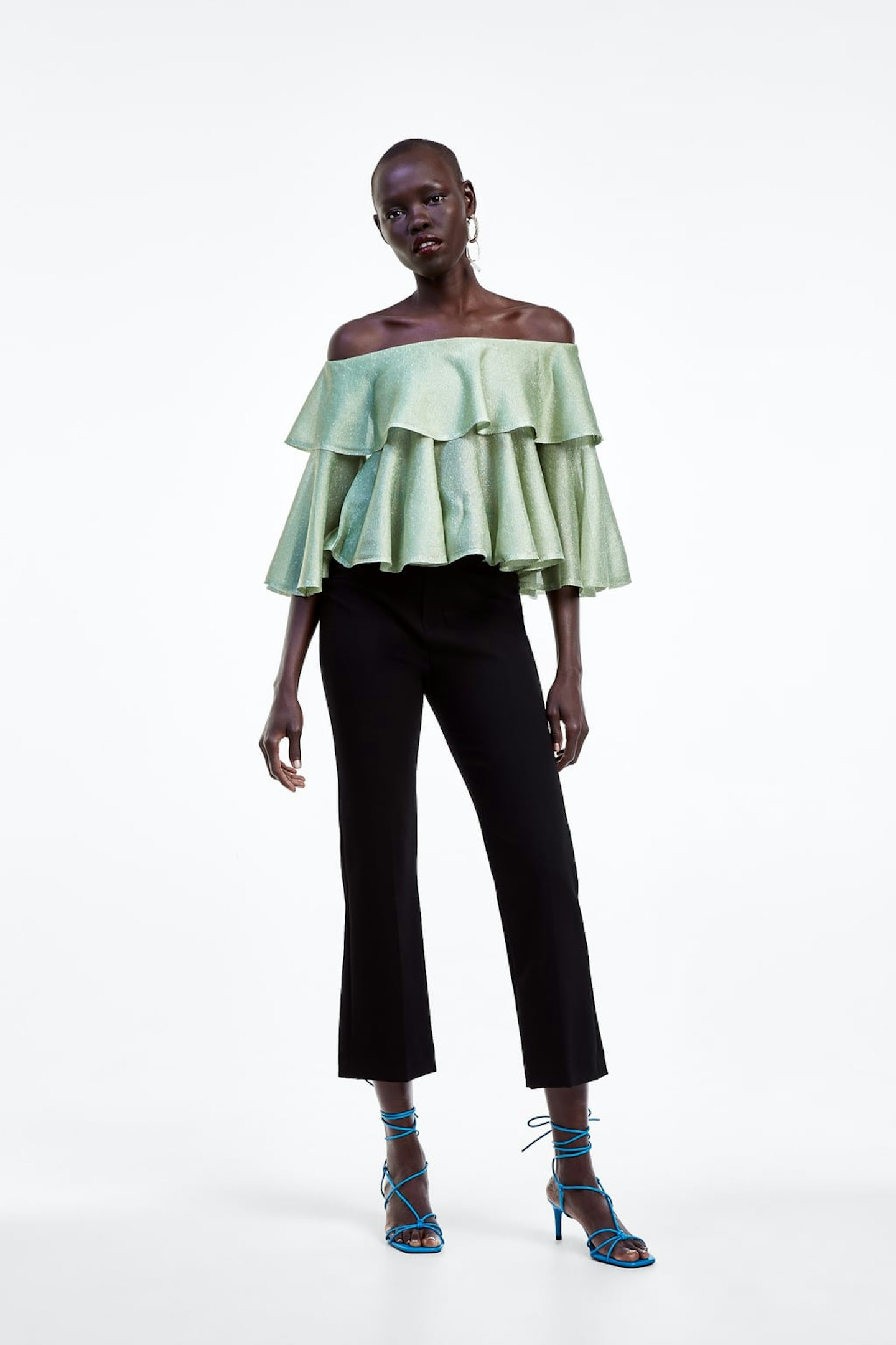 Zara, Off-Shoulder Top With Metallic Thread, £25.99
