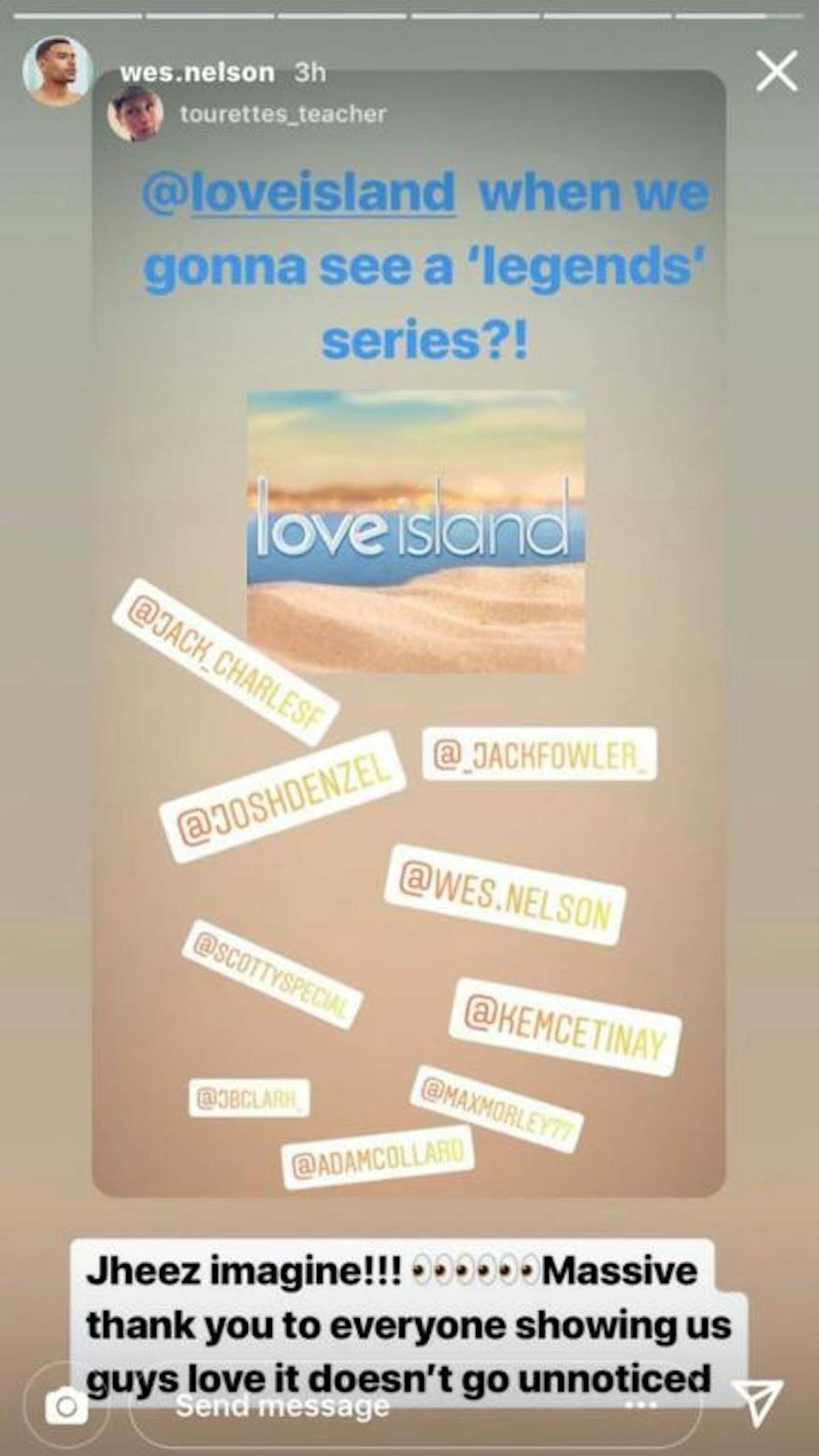 Wes Nelson Instagram Story