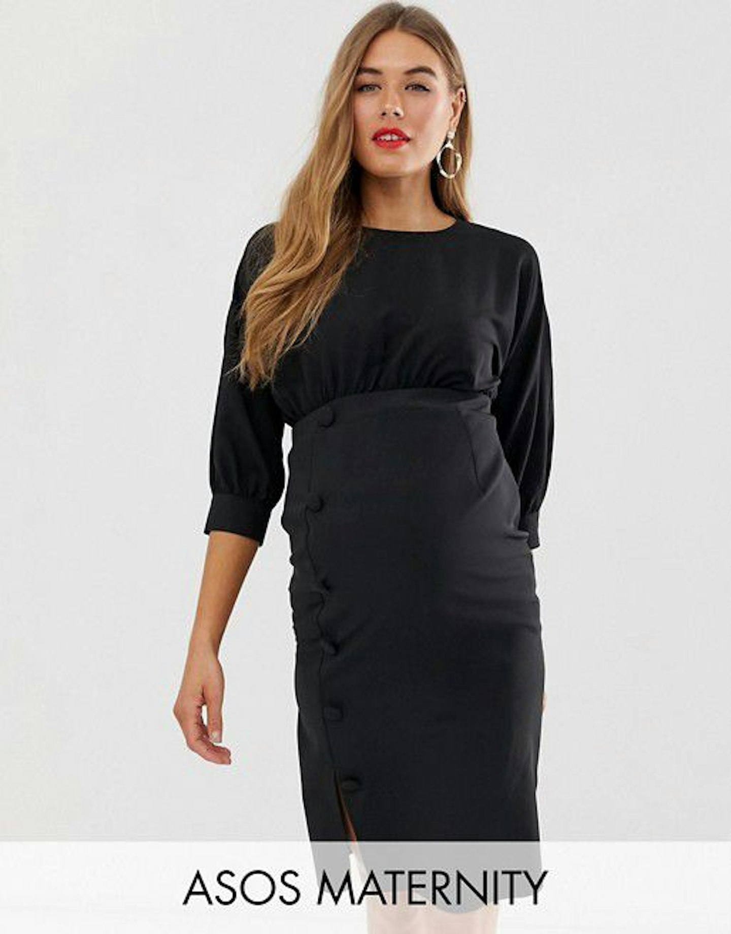 ASOS DESIGN Maternity midi pencil dress with button skirt - £19