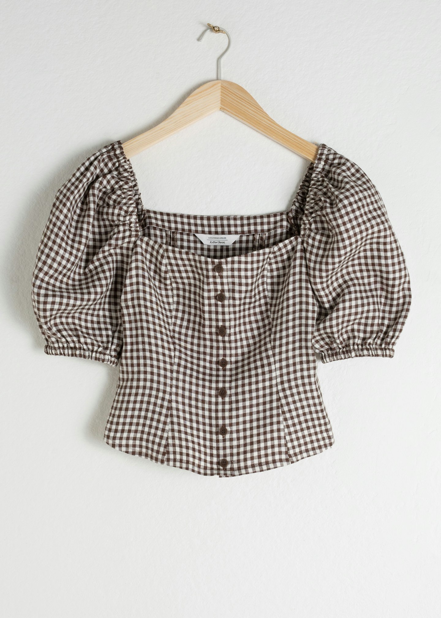 & Other Stories puff-sleeve gingham top